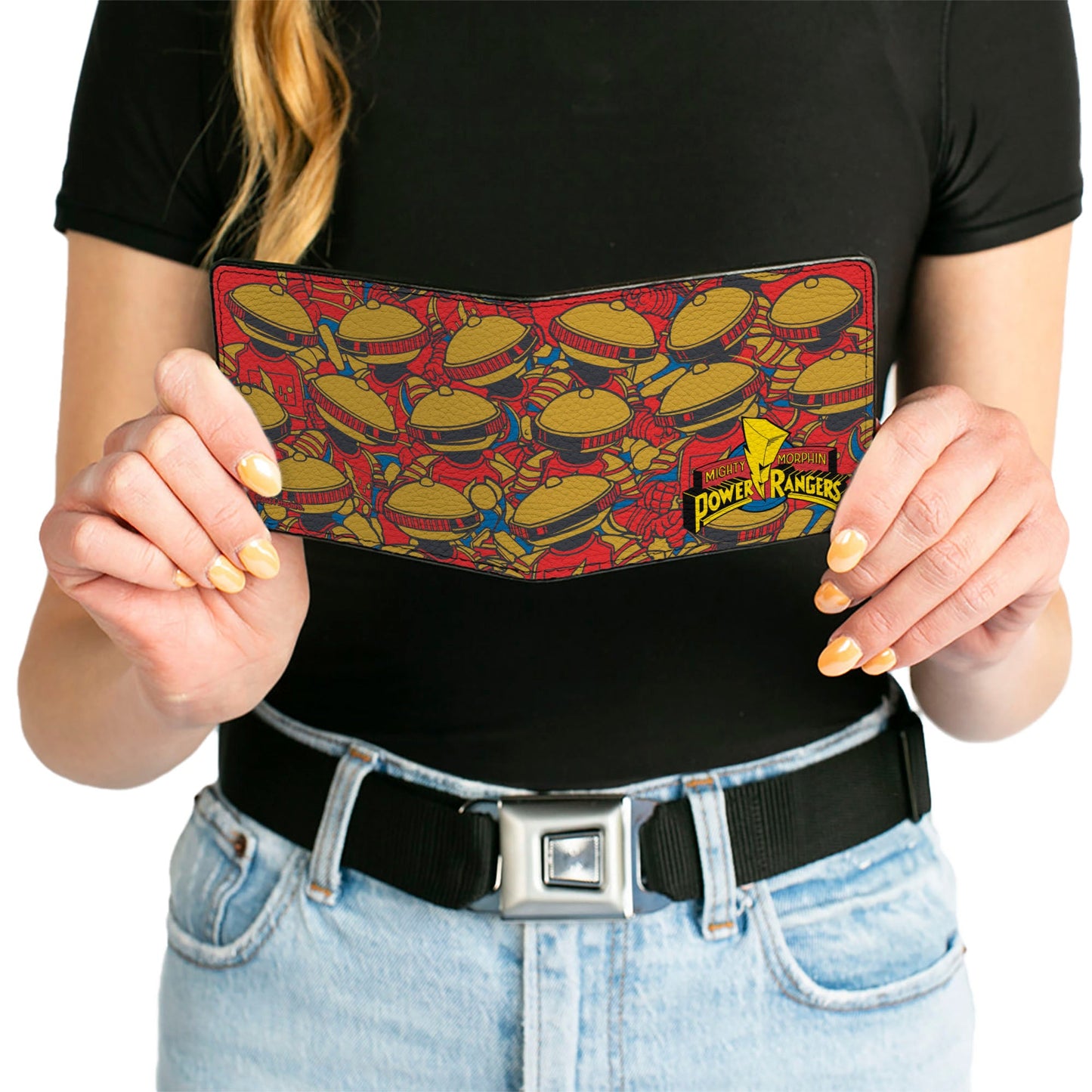 Bi-Fold Wallet - MMPR Power Rangers Retro Alpha 5 Pose Stacked - MEGA POP COMICS