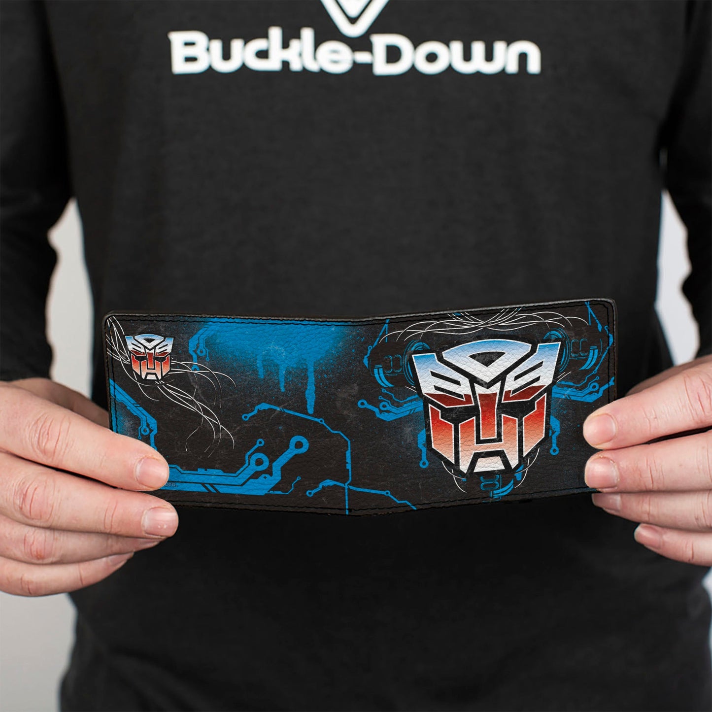 Bi-Fold Wallet - Transformers Autobot Gradient Shield and Circuitry Black/Blues - MEGA POP COMICS