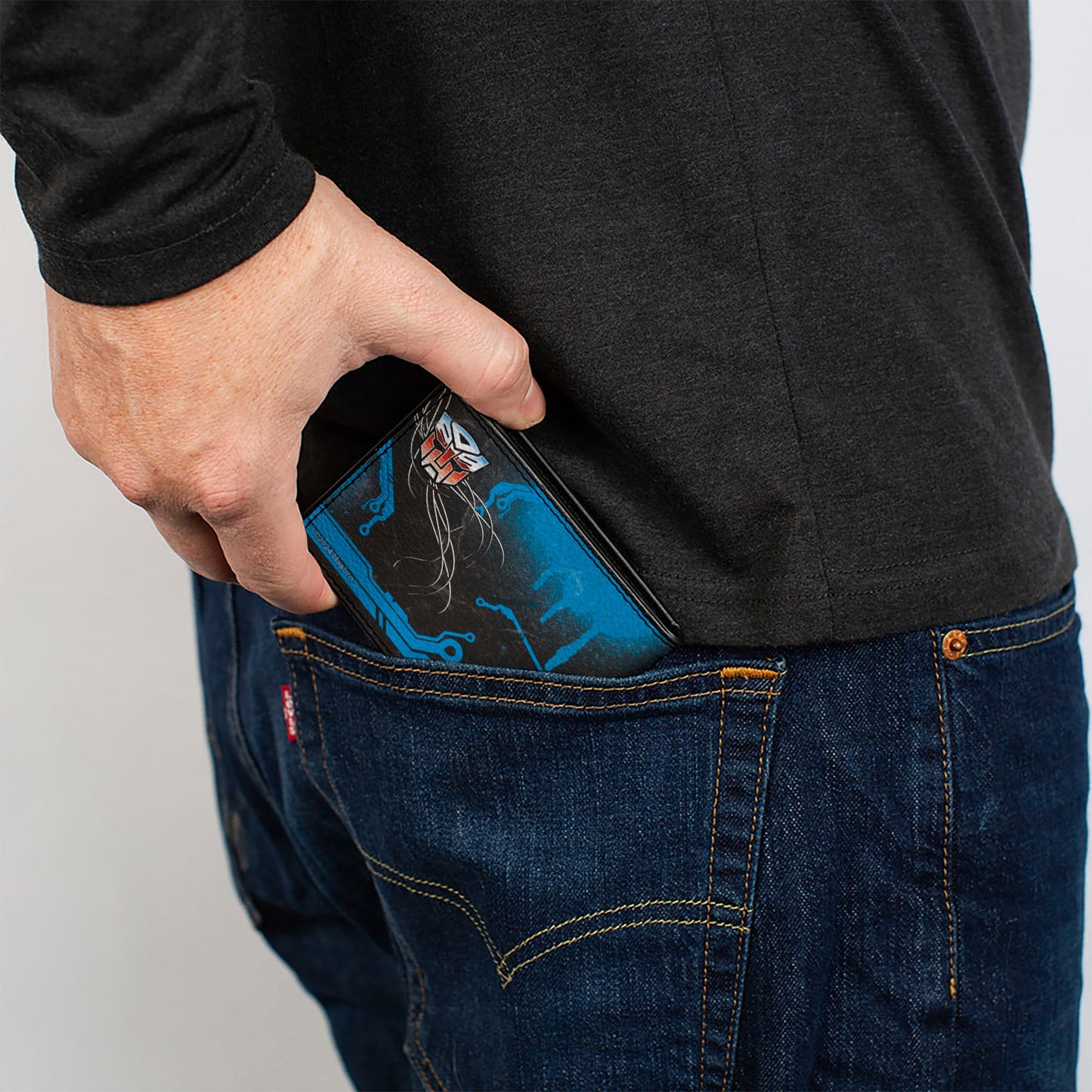 Bi-Fold Wallet - Transformers Autobot Gradient Shield and Circuitry Black/Blues - MEGA POP COMICS