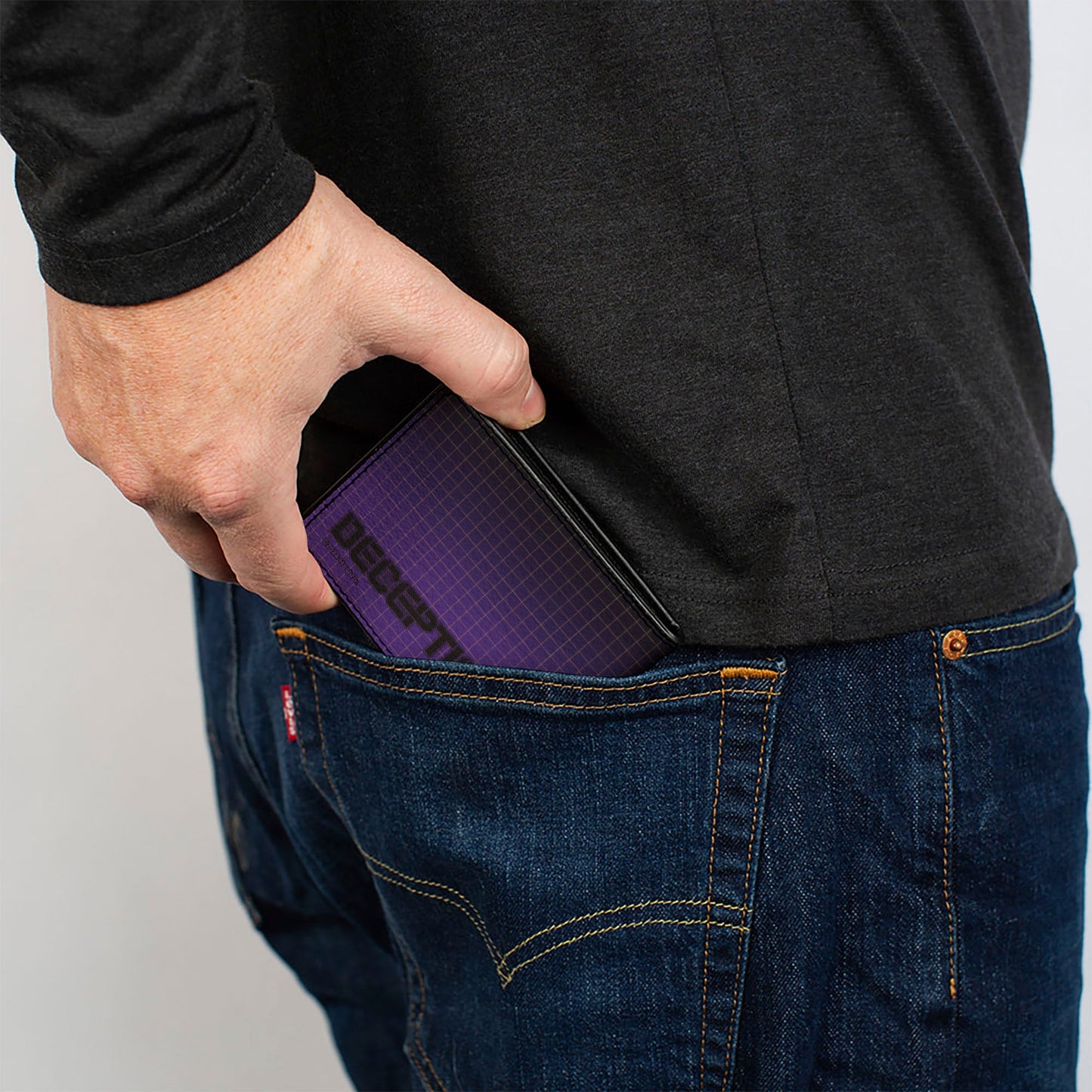 Bi-Fold Wallet - Transformers DECEPTICONS Shield Splatter and Text Grid Fade Purples - MEGA POP COMICS