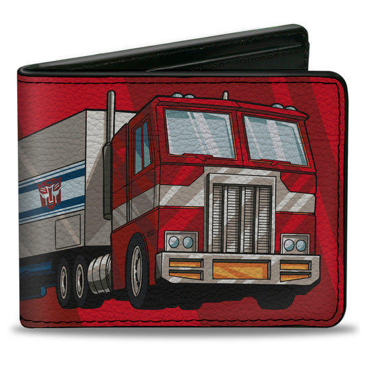 Bi-Fold Wallet - Transformers Optimus Prime Semi Truck and Autobot Shield Reds - MEGA POP COMICS