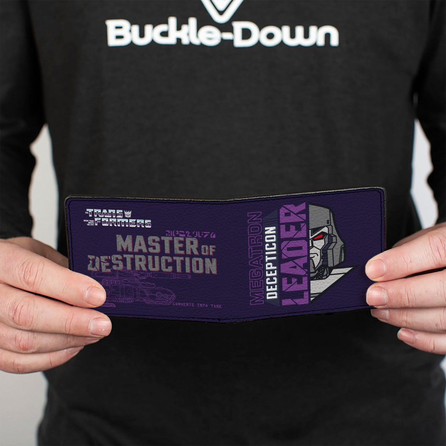 Bi-Fold Wallet - Transformers MEGATRON DECEPTICON MASTER OF DESTRUCTION and Tank Purples - MEGA POP COMICS