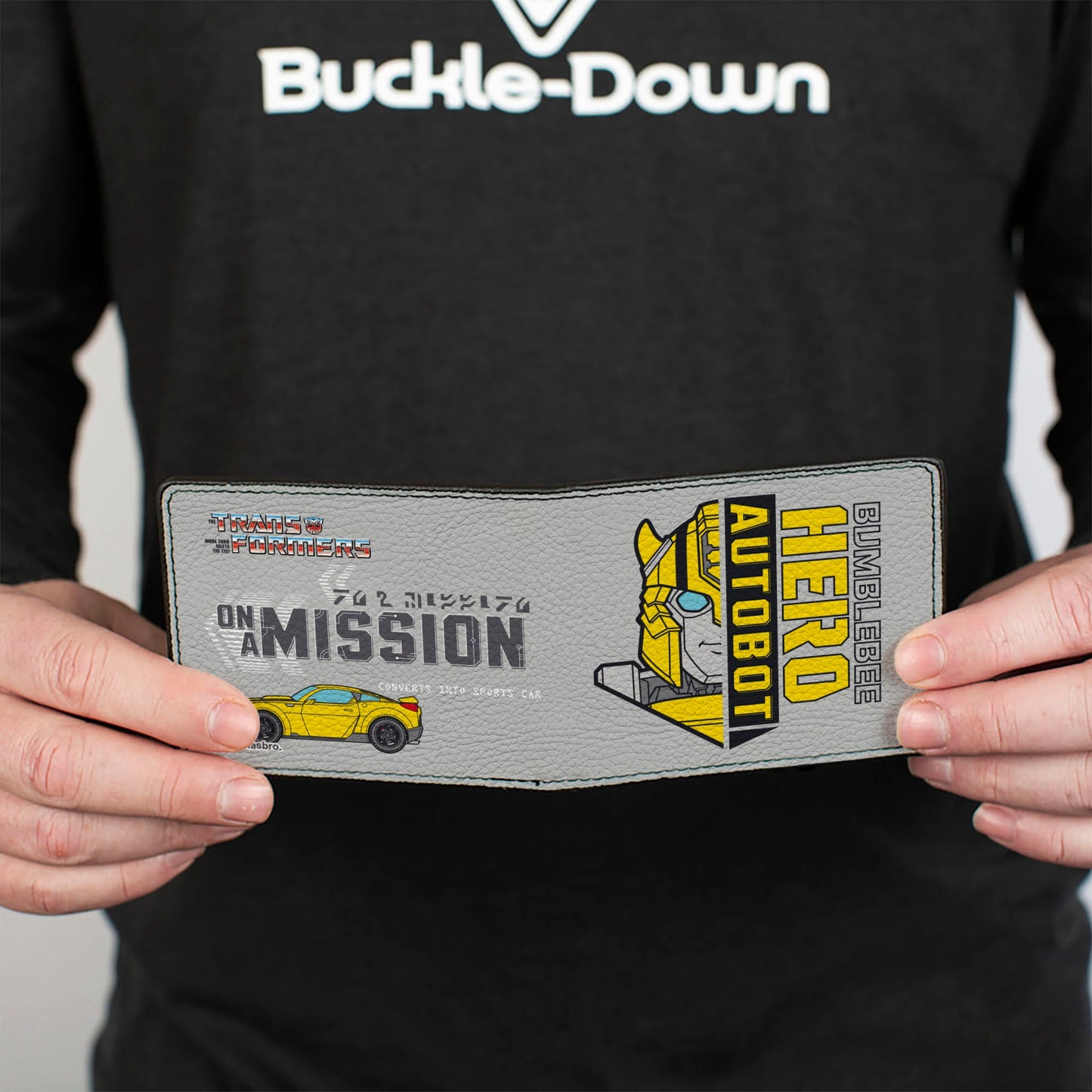 Bi-Fold Wallet - Transformers BUMBLEBEE ON A MISSION and Sports Car Gray - MEGA POP COMICS