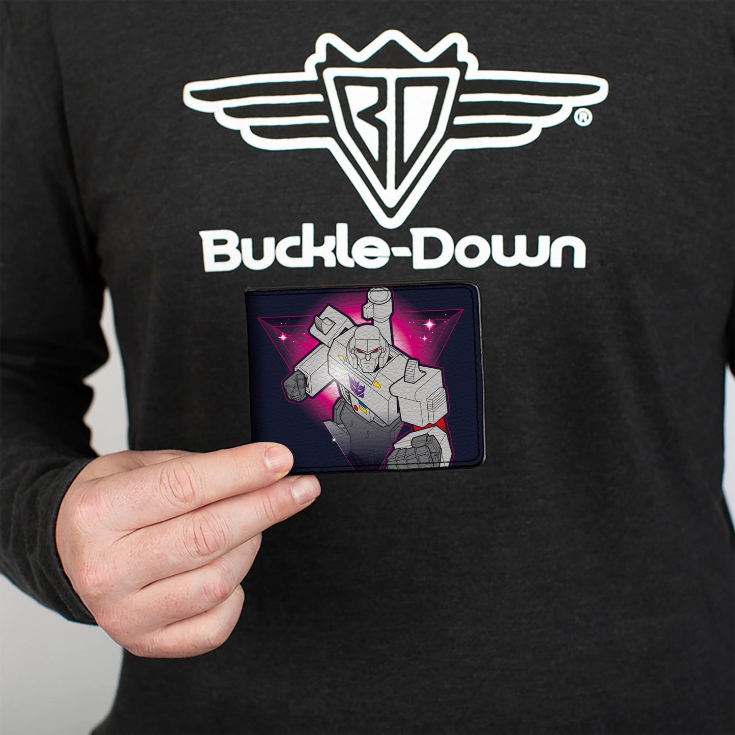 Bi-Fold Wallet - Transformers Megatron PEACE THROUGH TYRANNY Pose Black/Magenta - MEGA POP COMICS