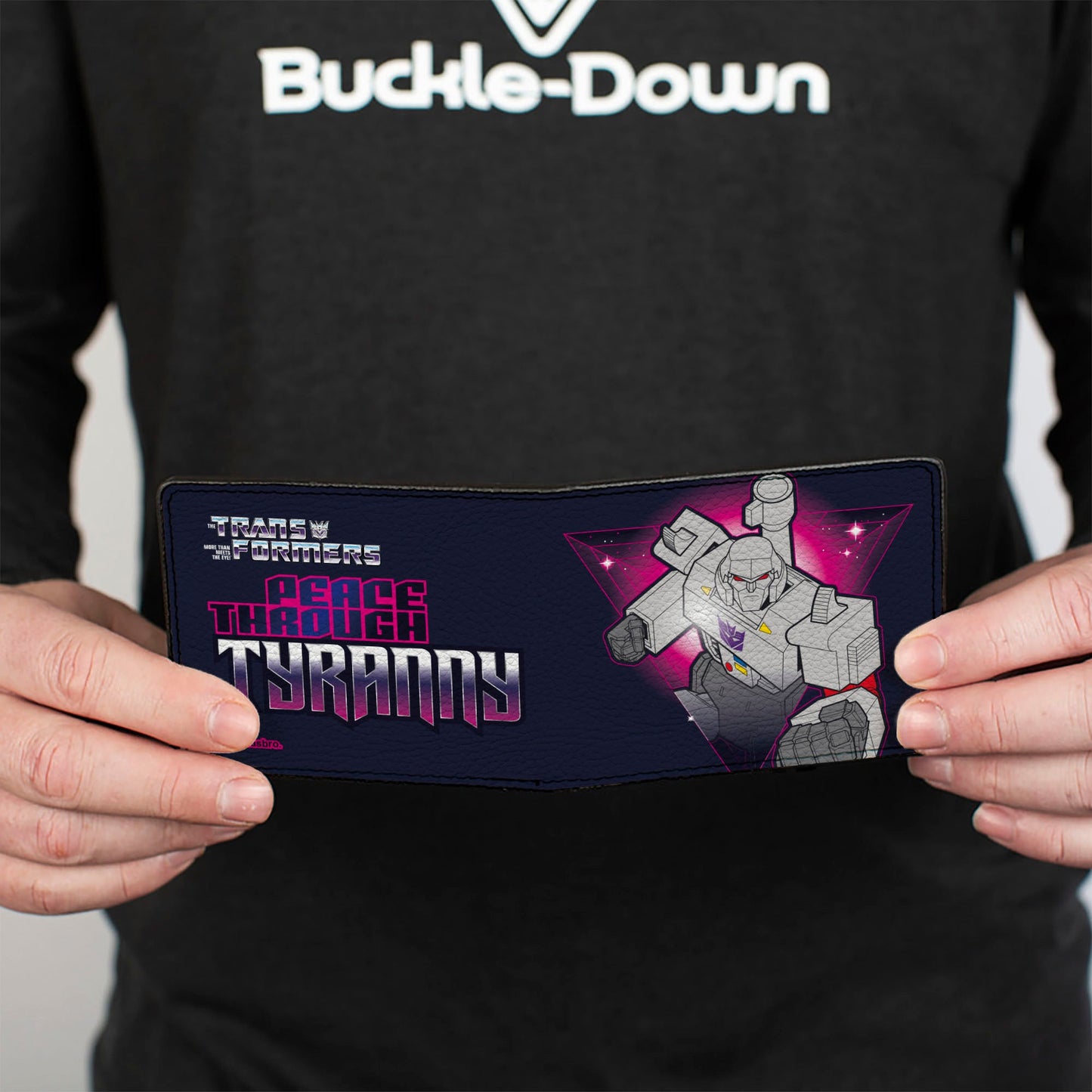 Bi-Fold Wallet - Transformers Megatron PEACE THROUGH TYRANNY Pose Black/Magenta - MEGA POP COMICS