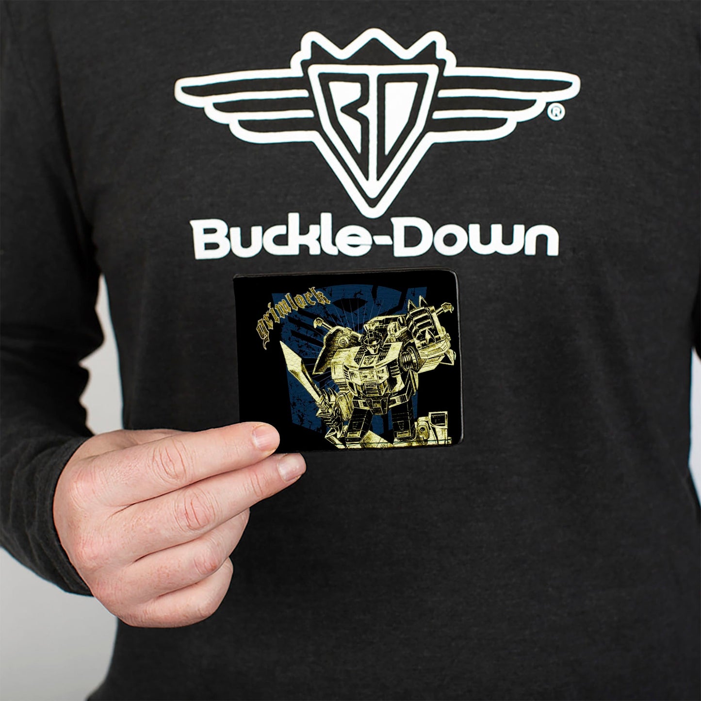 Bi-Fold Wallet - Transformers GRIMLOCK Sword Pose and Autobot Shield Black/Blue/Beige - MEGA POP COMICS
