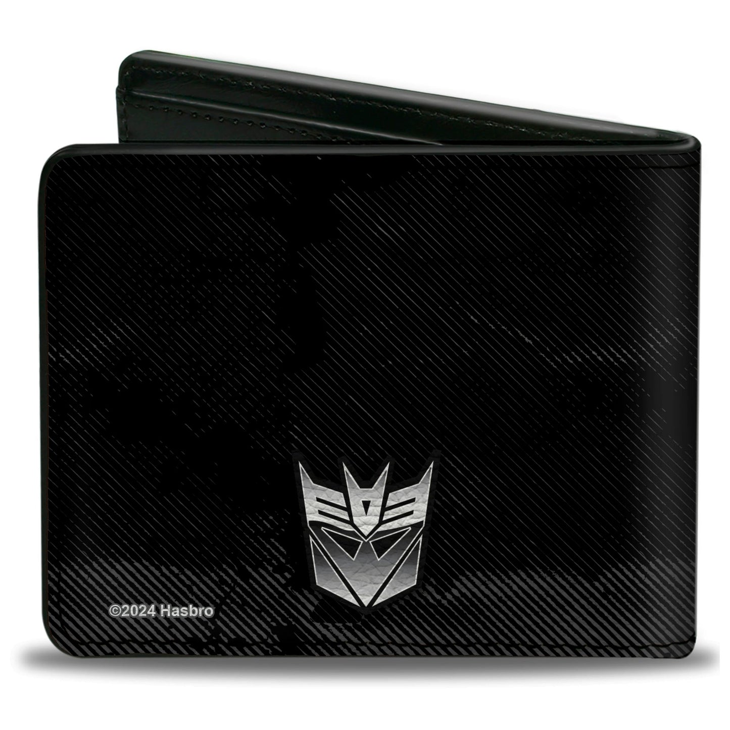 Bi-Fold Wallet - Transformers DEVASTATOR Action Pose and Decepticon Shield Black/Silver Fade - MEGA POP COMICS