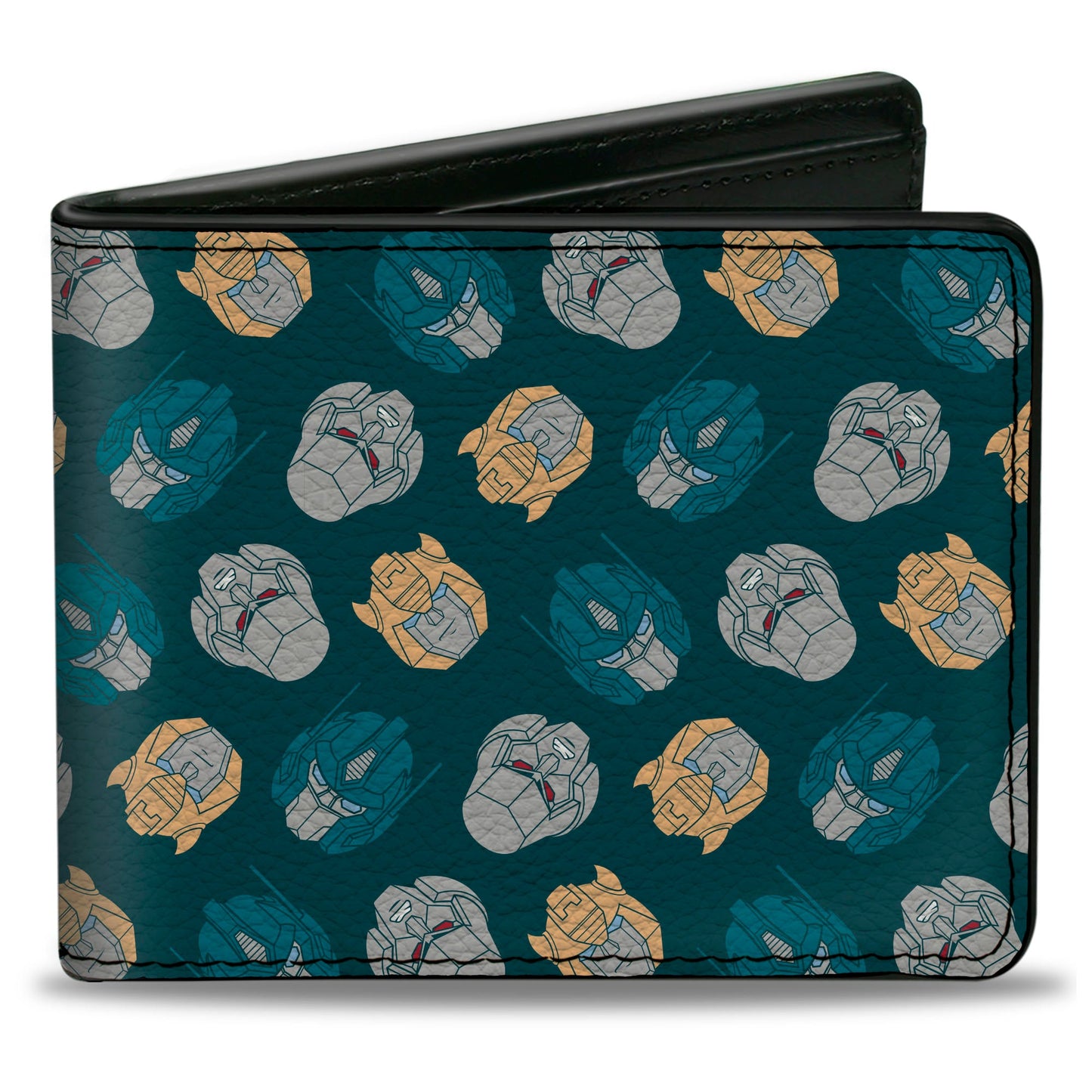 Bi-Fold Wallet - Transformers BumbleBee Optimus Prime and Megatron Heads Collage Blue - MEGA POP COMICS
