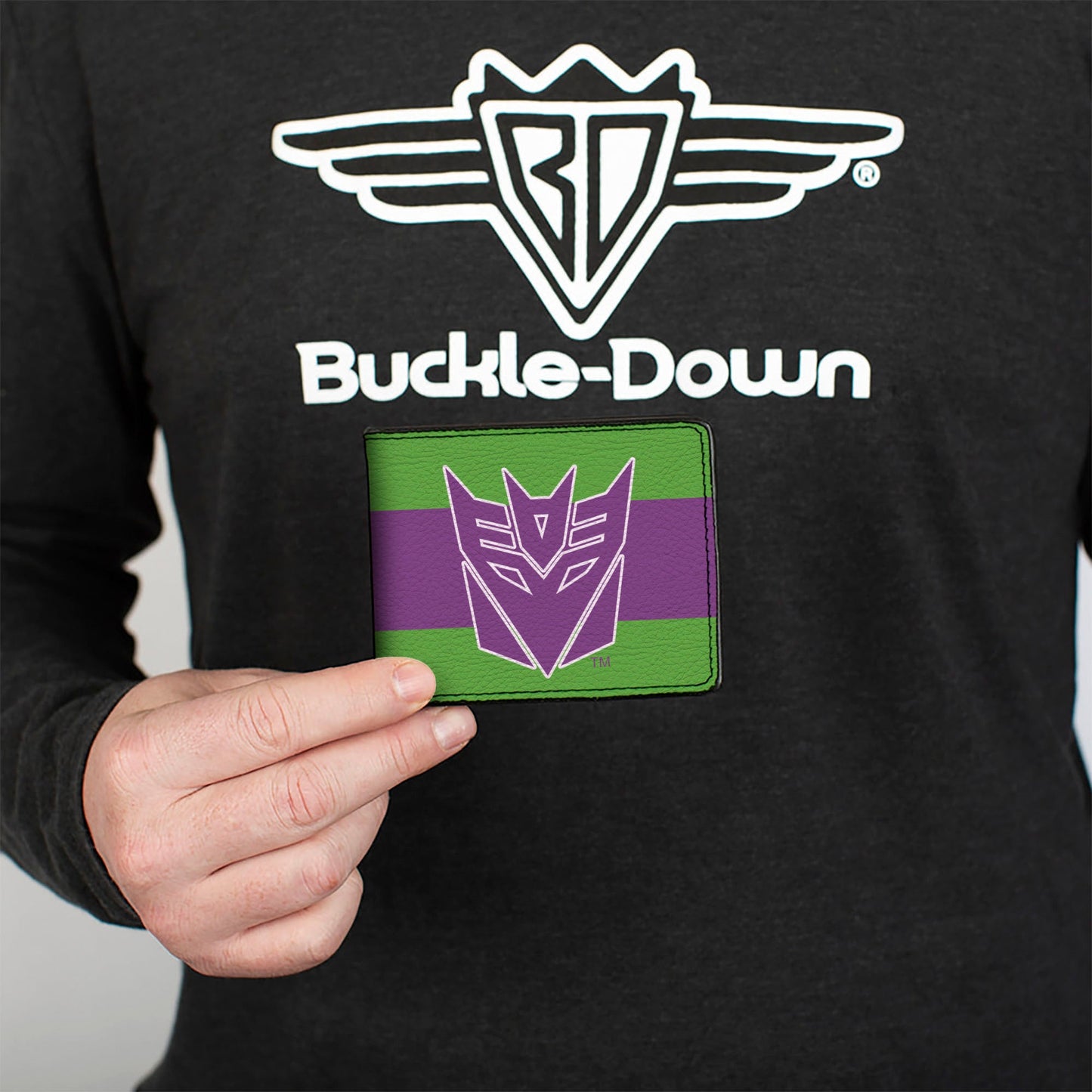 Bi-Fold Wallet - Transformers Decepticon Shield and Stripe Green/Purple/White - MEGA POP COMICS