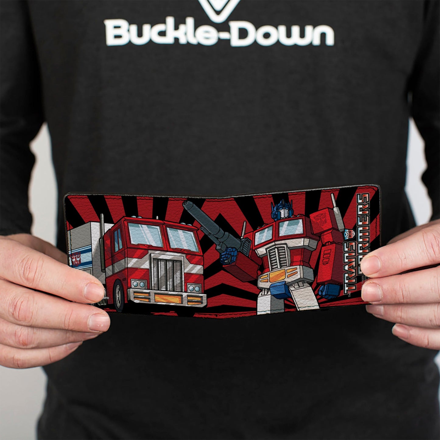 Bi-Fold Wallet - TRANSFORMERS Optimus Prime Pose and Semi Truck Rays Black/Red - MEGA POP COMICS