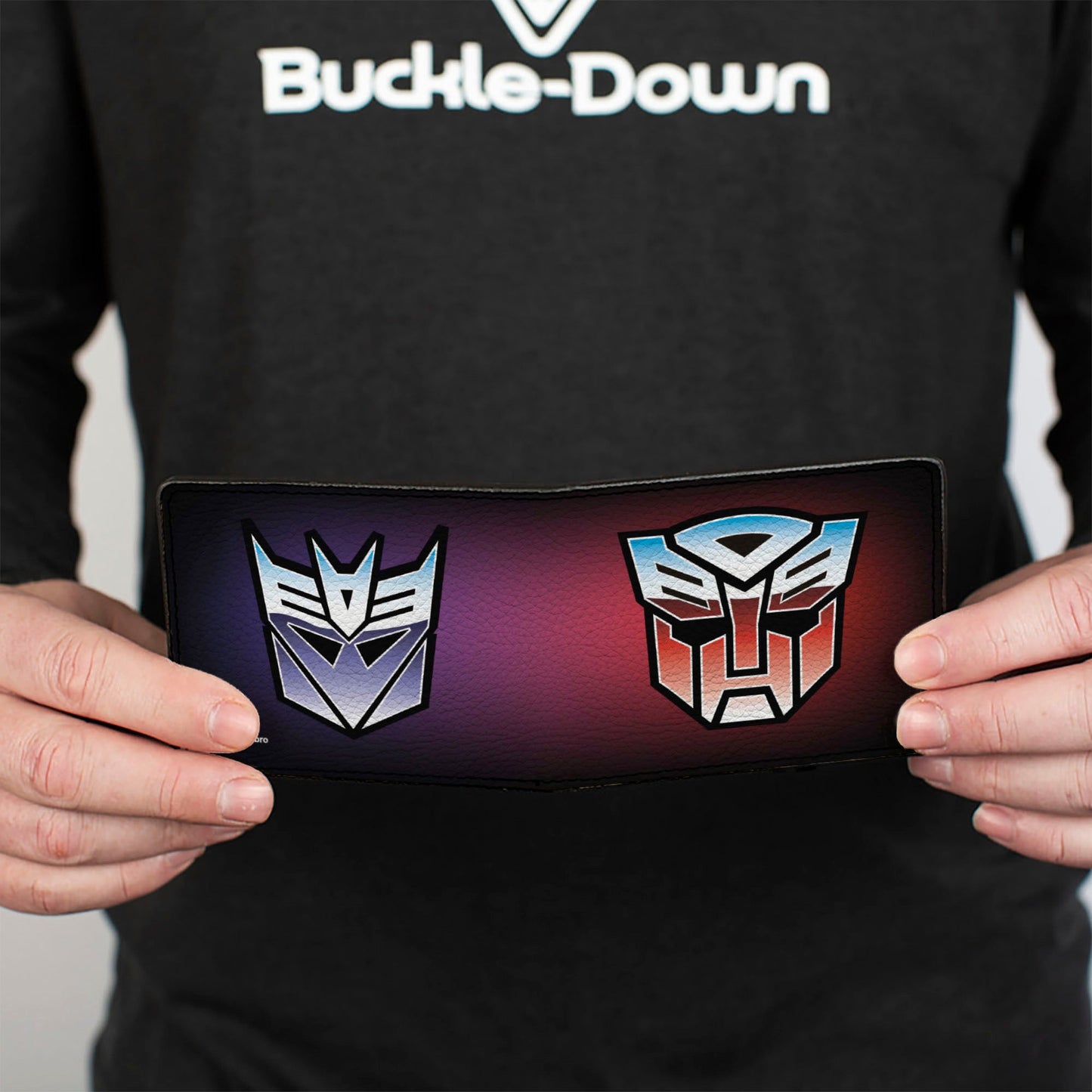 Bi-Fold Wallet - Transformers Autobot and Decepticon Gradient Shields Reds/Purples - MEGA POP COMICS
