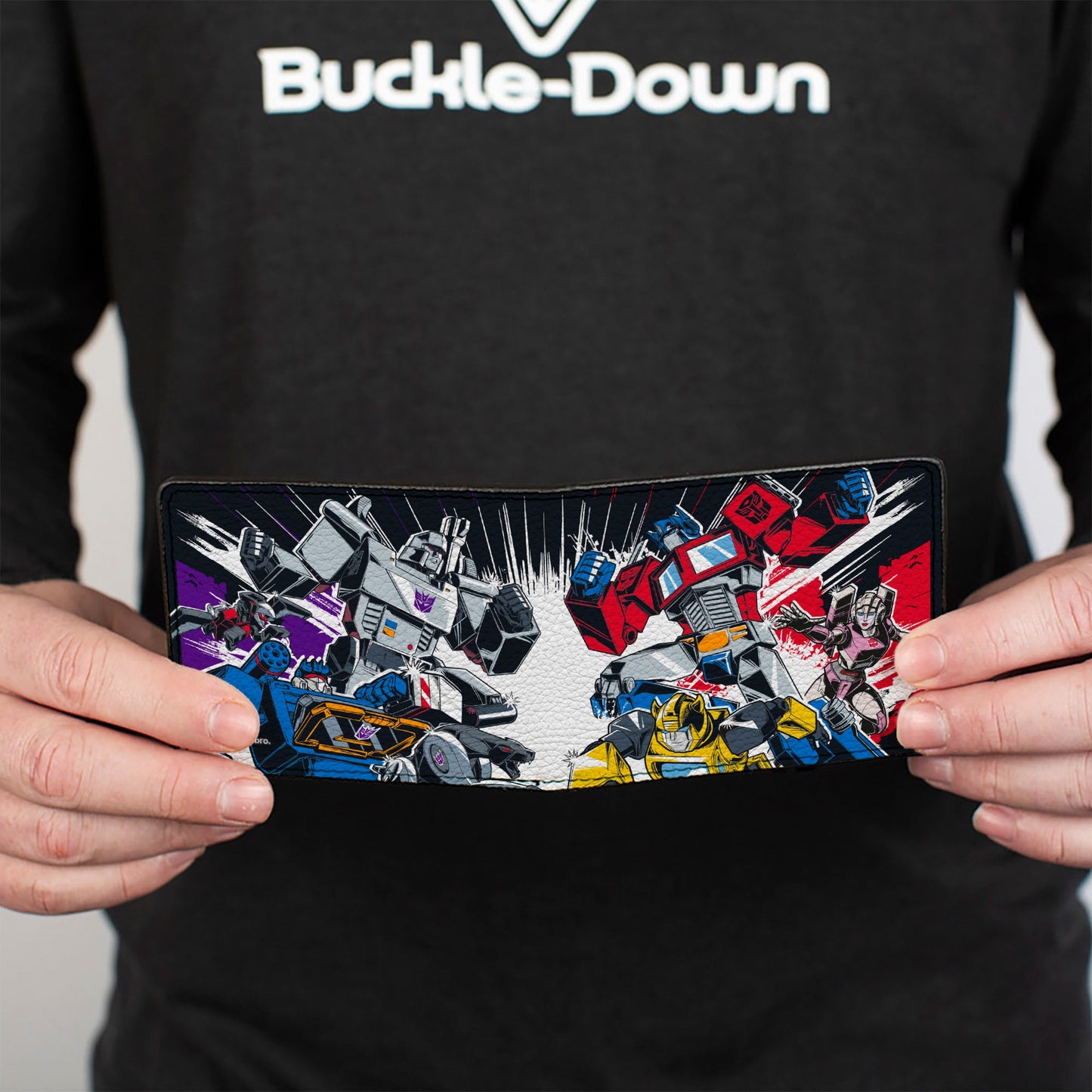 Bi-Fold Wallet - Transformers Decepticon and Autobots Battle Black/White - MEGA POP COMICS