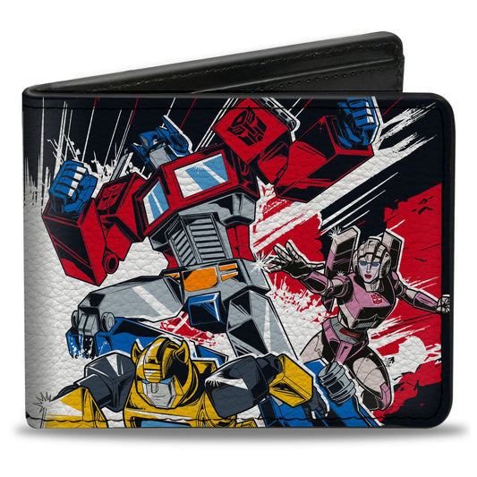 Bi-Fold Wallet - Transformers Decepticon and Autobots Battle Black/White - MEGA POP COMICS