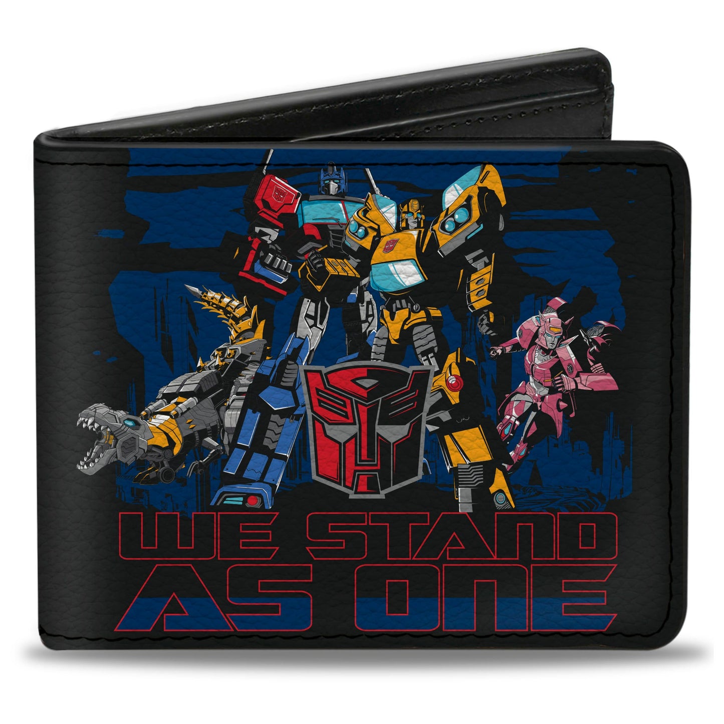 Bi-Fold Wallet - Transformers Autobots WE STAND AS ONE Group Pose Black/Blue/Red - MEGA POP COMICS