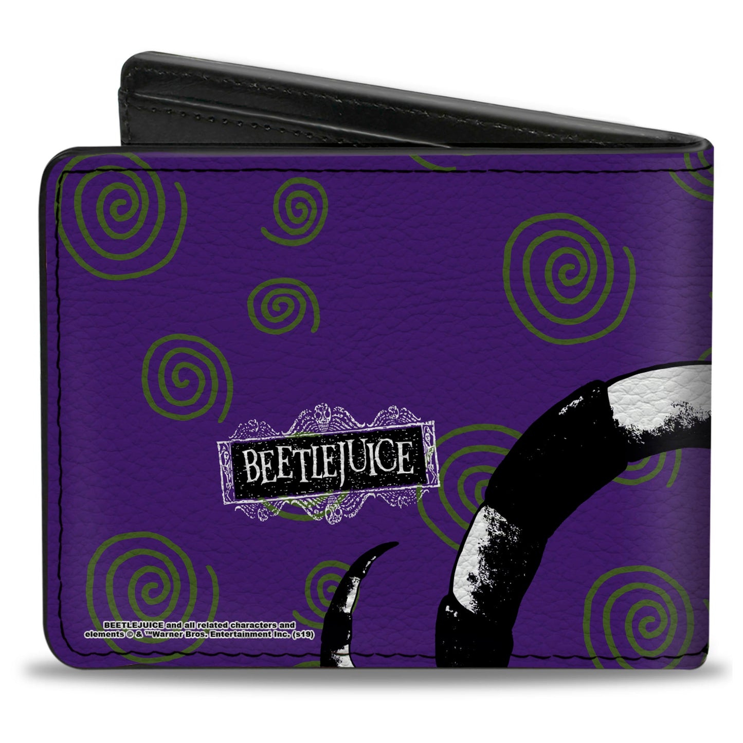 Bi-Fold Wallet - Beetlejuice Sandworm Swirls + Logo Purple Green Black White - MEGA POP COMICS