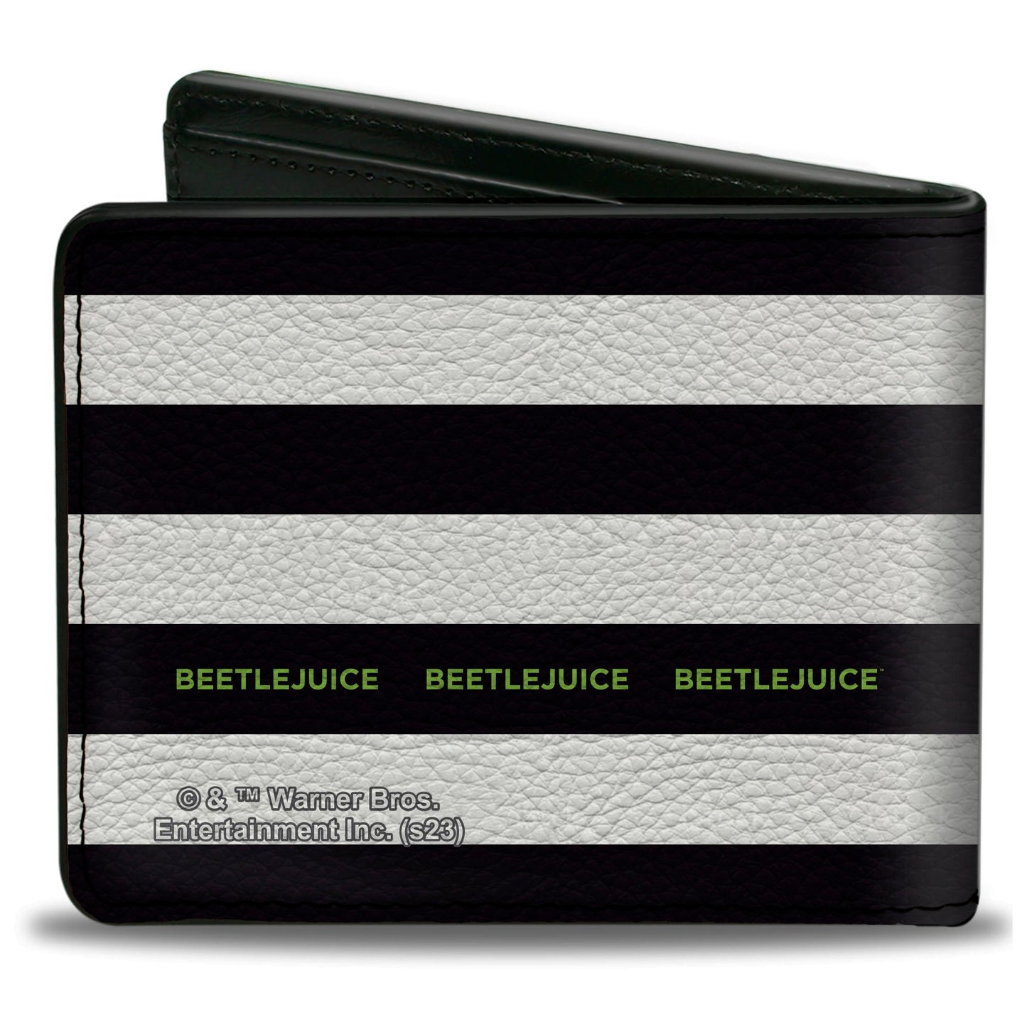 Bi-Fold Wallet - Beetlejuice SAY IT TEN TIMES Sandworm Pose Stripe Black/White/Green - MEGA POP COMICS