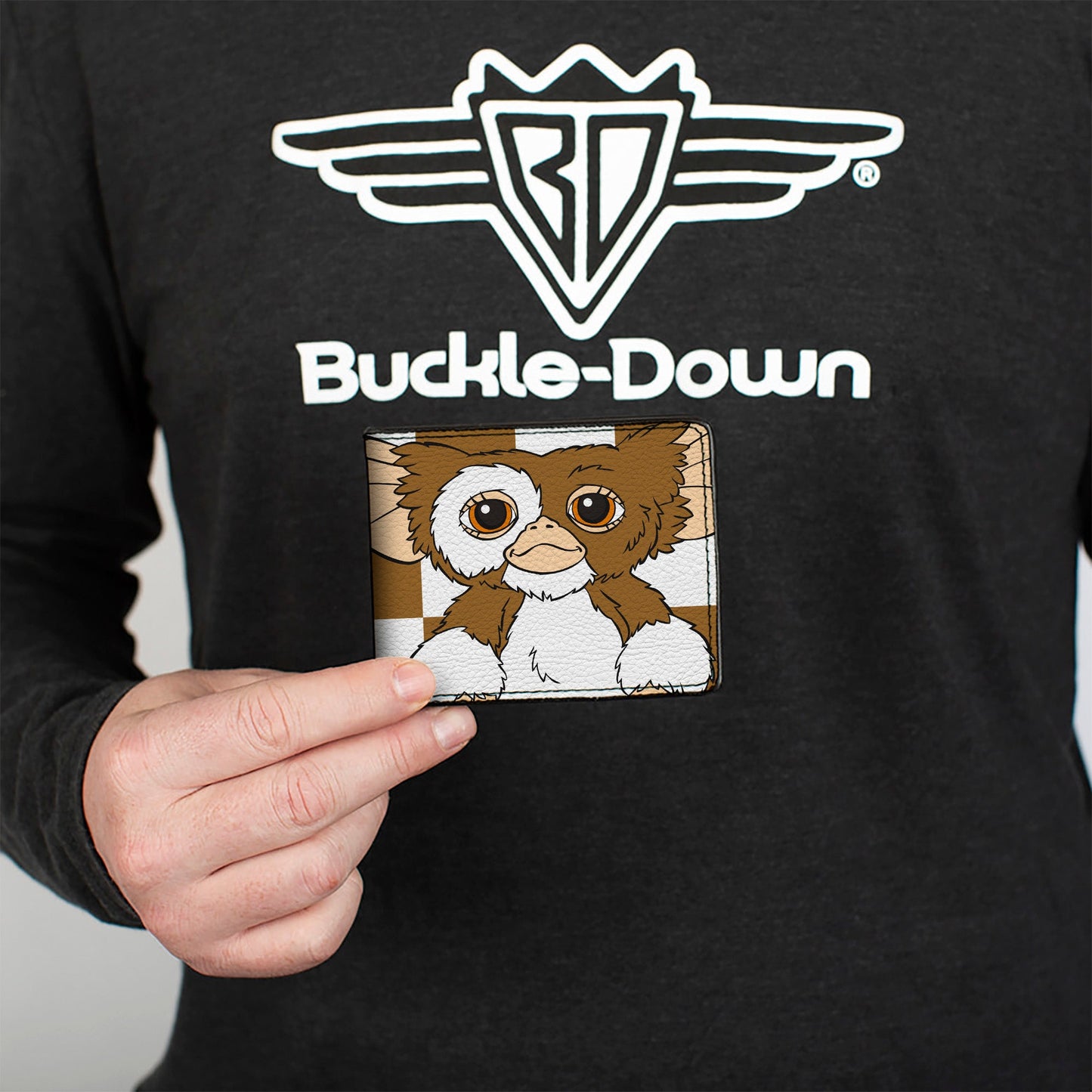Bi-Fold Wallet - The Gremlins Gizmo Pose Checker Brown/White - MEGA POP COMICS