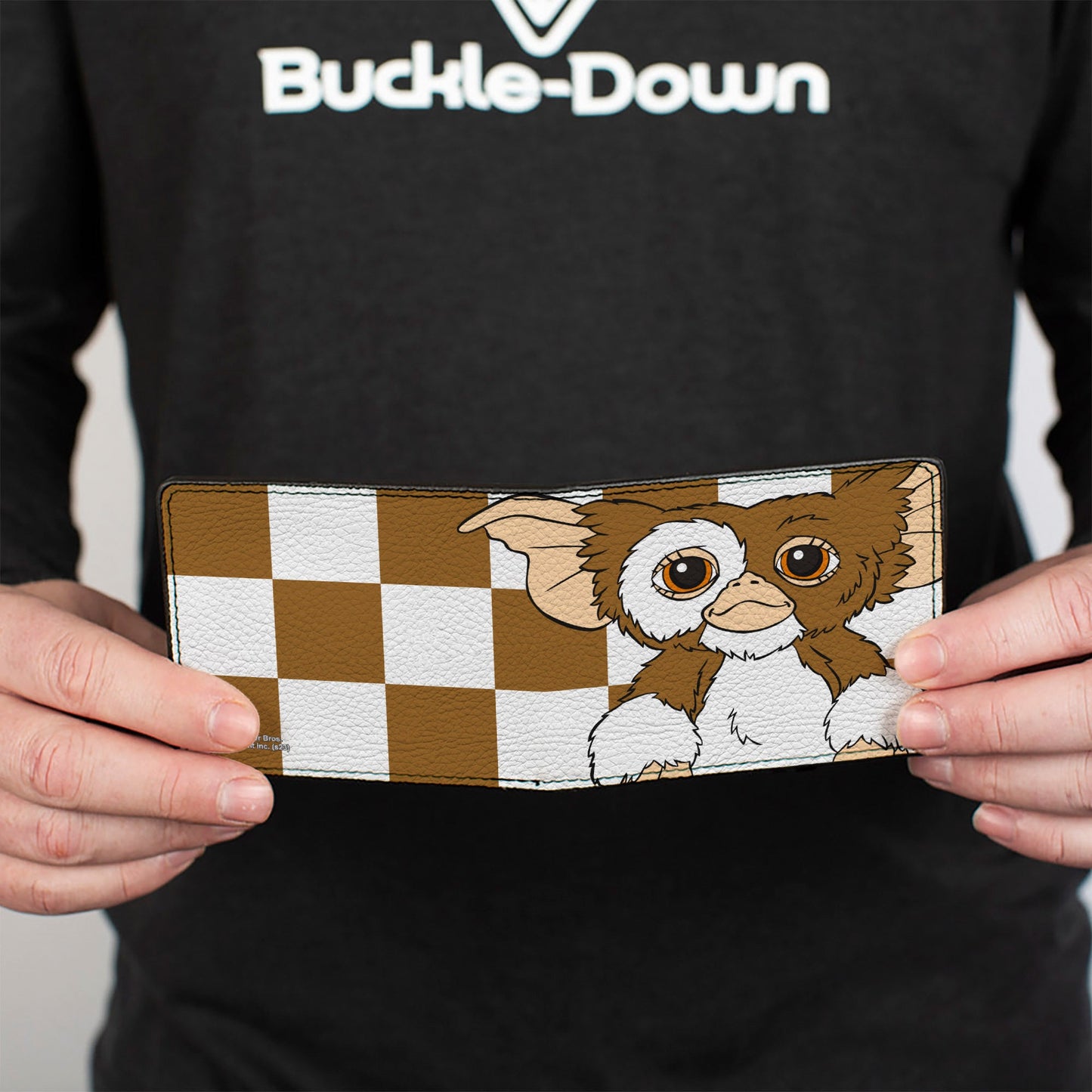 Bi-Fold Wallet - The Gremlins Gizmo Pose Checker Brown/White - MEGA POP COMICS