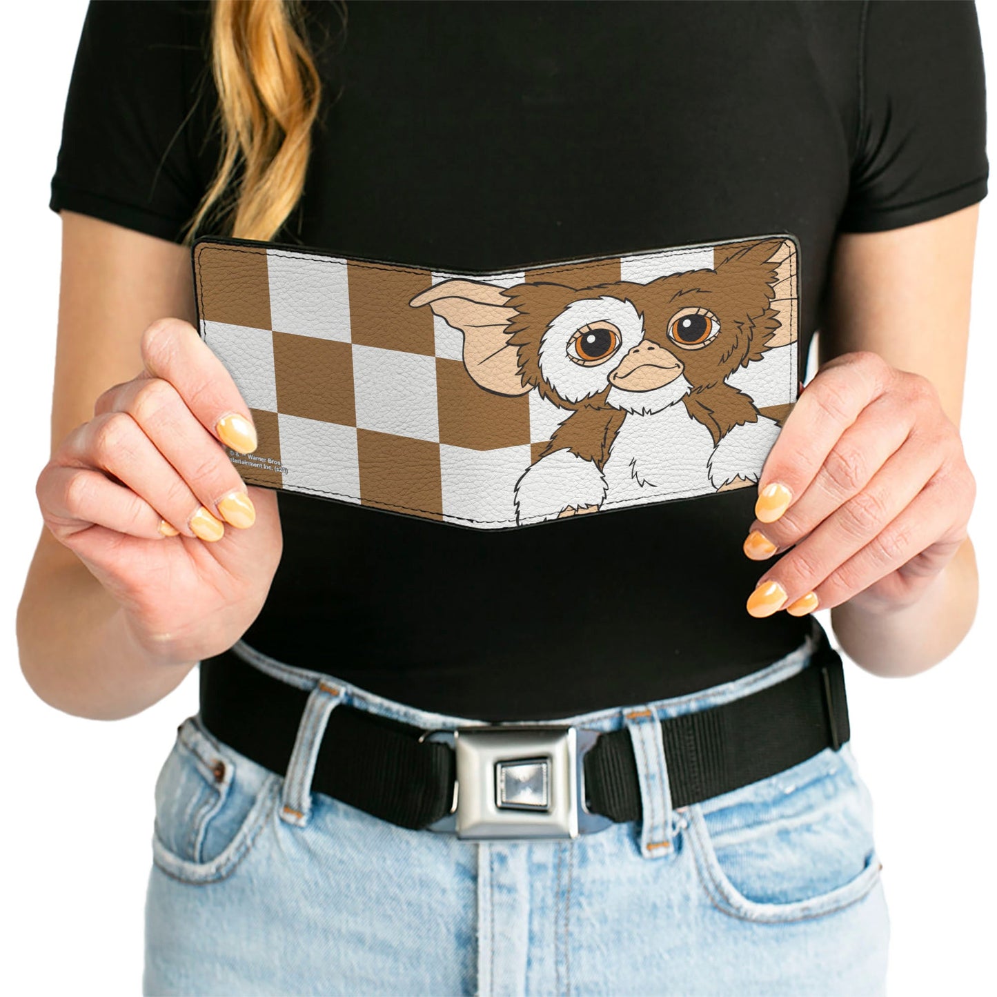 Bi-Fold Wallet - The Gremlins Gizmo Pose Checker Brown/White - MEGA POP COMICS