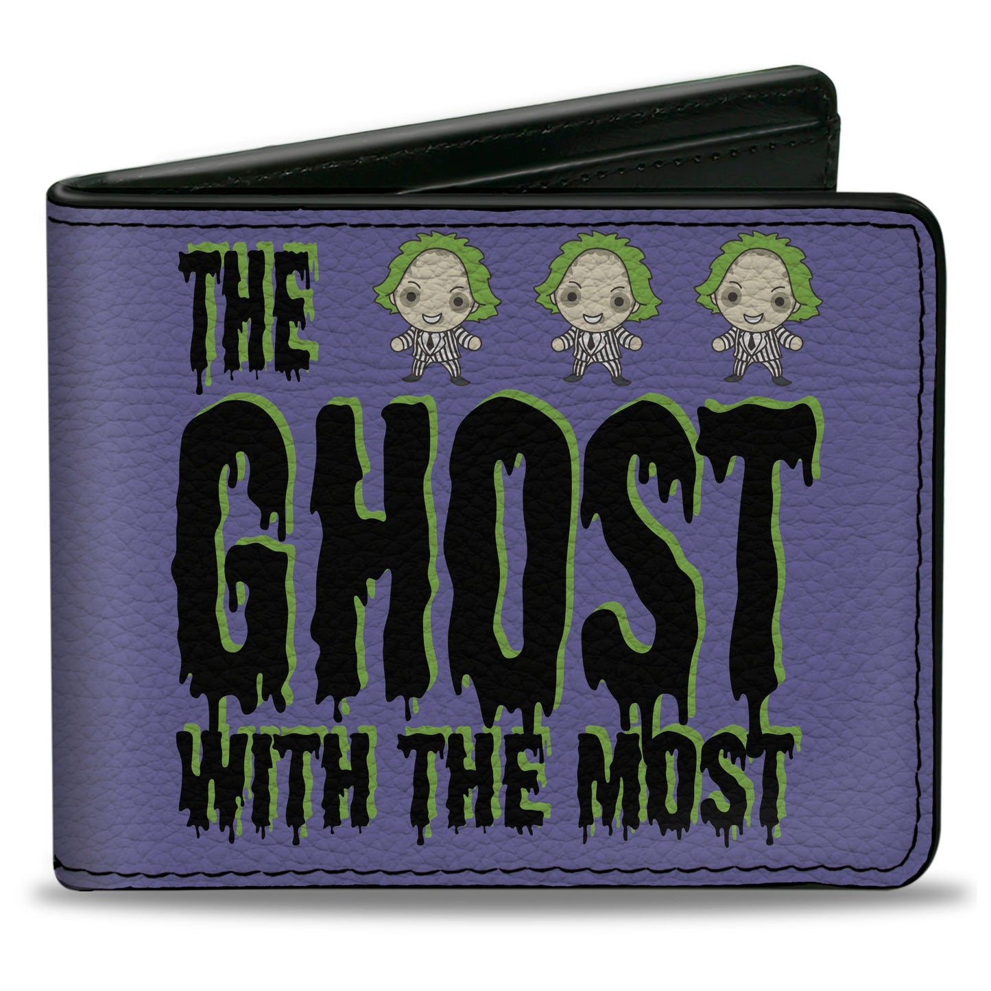 Bi-Fold Wallet - Beetlejuice Chibi THE GHOST WITH THE MOST Pose Purple/Green/Black - MEGA POP COMICS