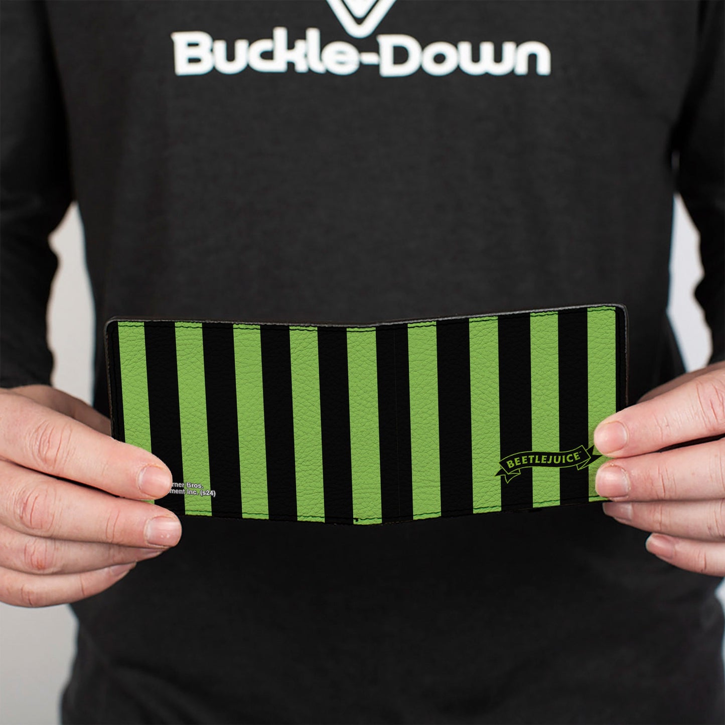 Bi-Fold Wallet - BEETLEJUICE Chibi Characters and Spider Webs Collage Greens - MEGA POP COMICS