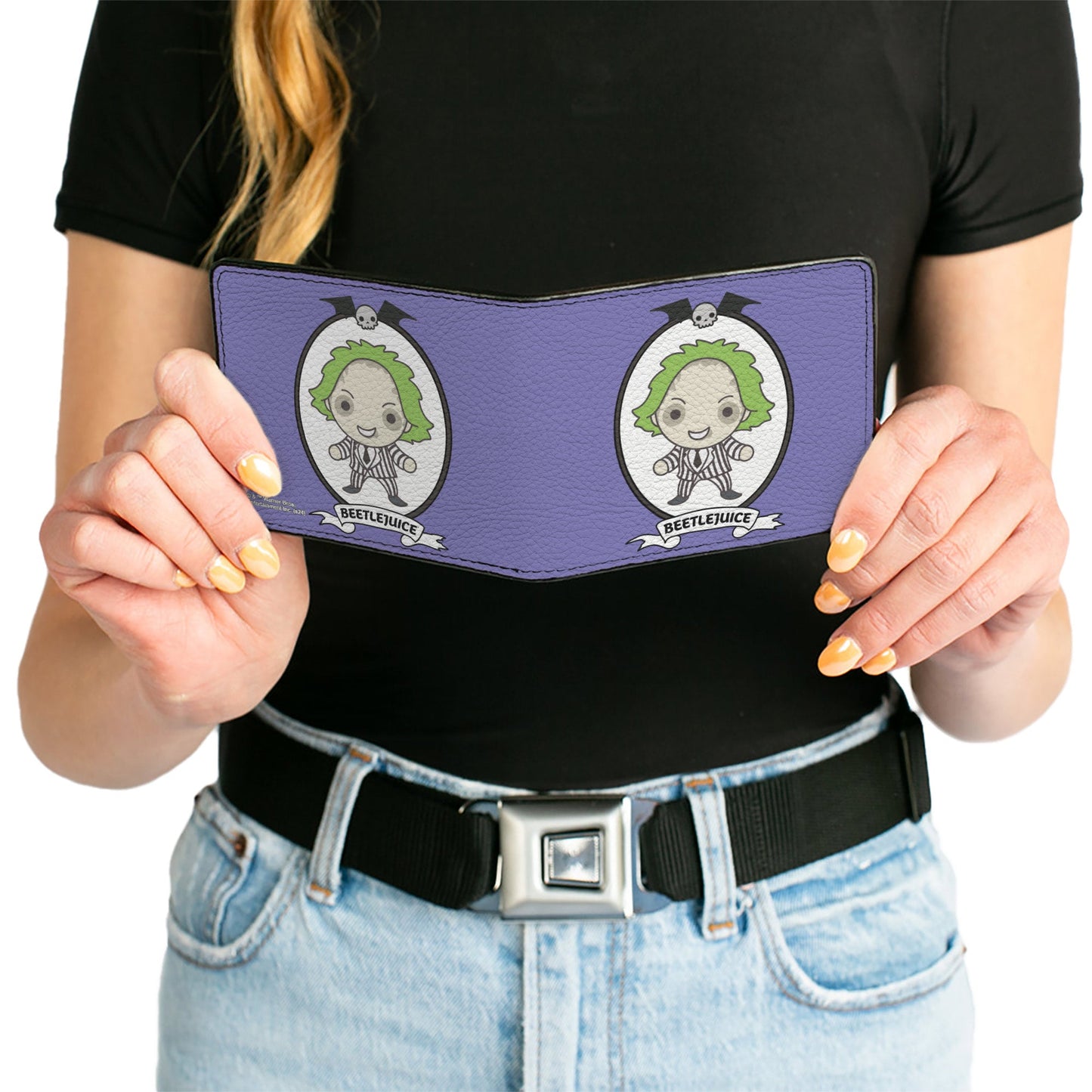 Bi-Fold Wallet - BEETLEJUICE Chibi Full Body Portrait Pose Blue - MEGA POP COMICS