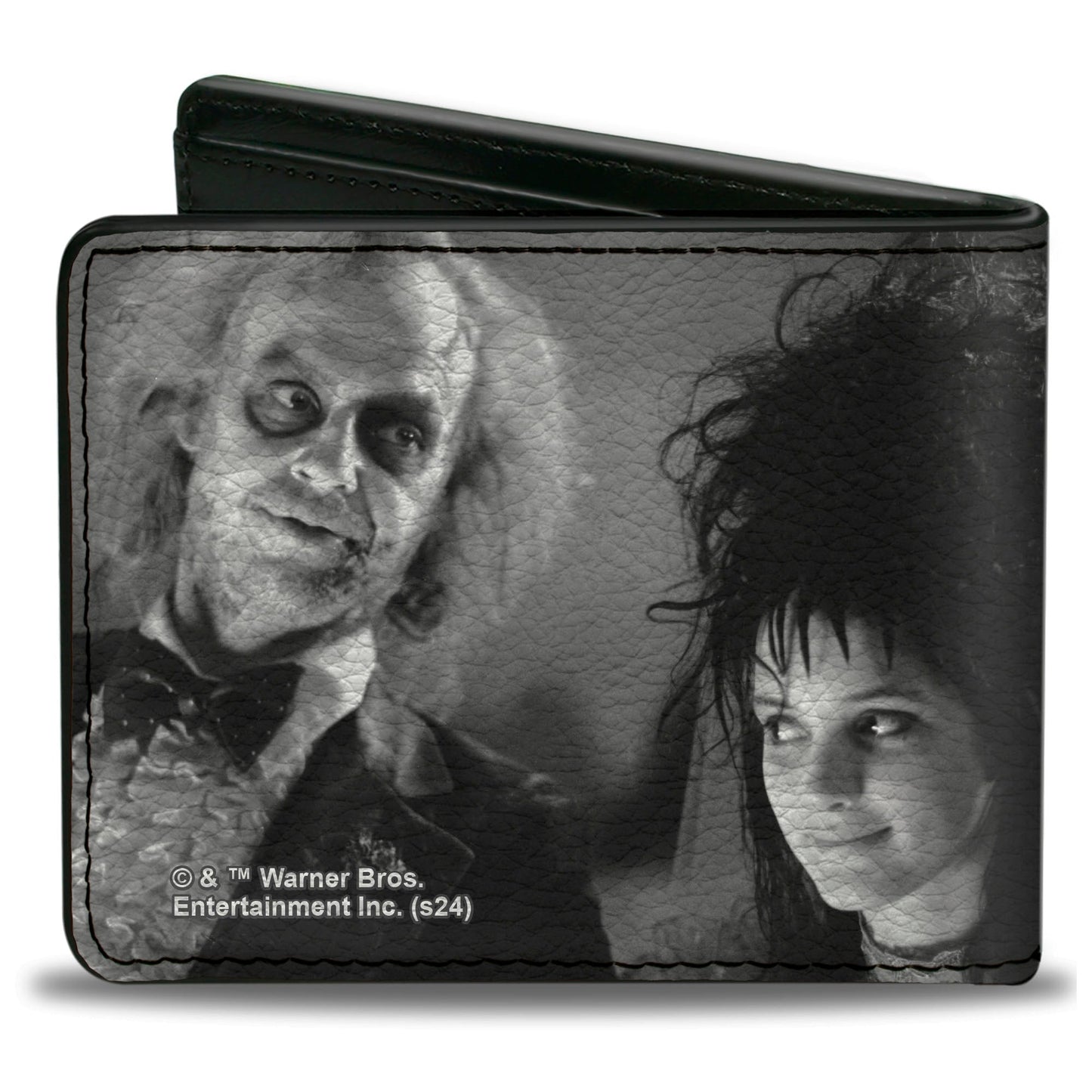 Bi-Fold Wallet - Beetlejuice and Lydia Wedding Scene Blocks Black/White - MEGA POP COMICS
