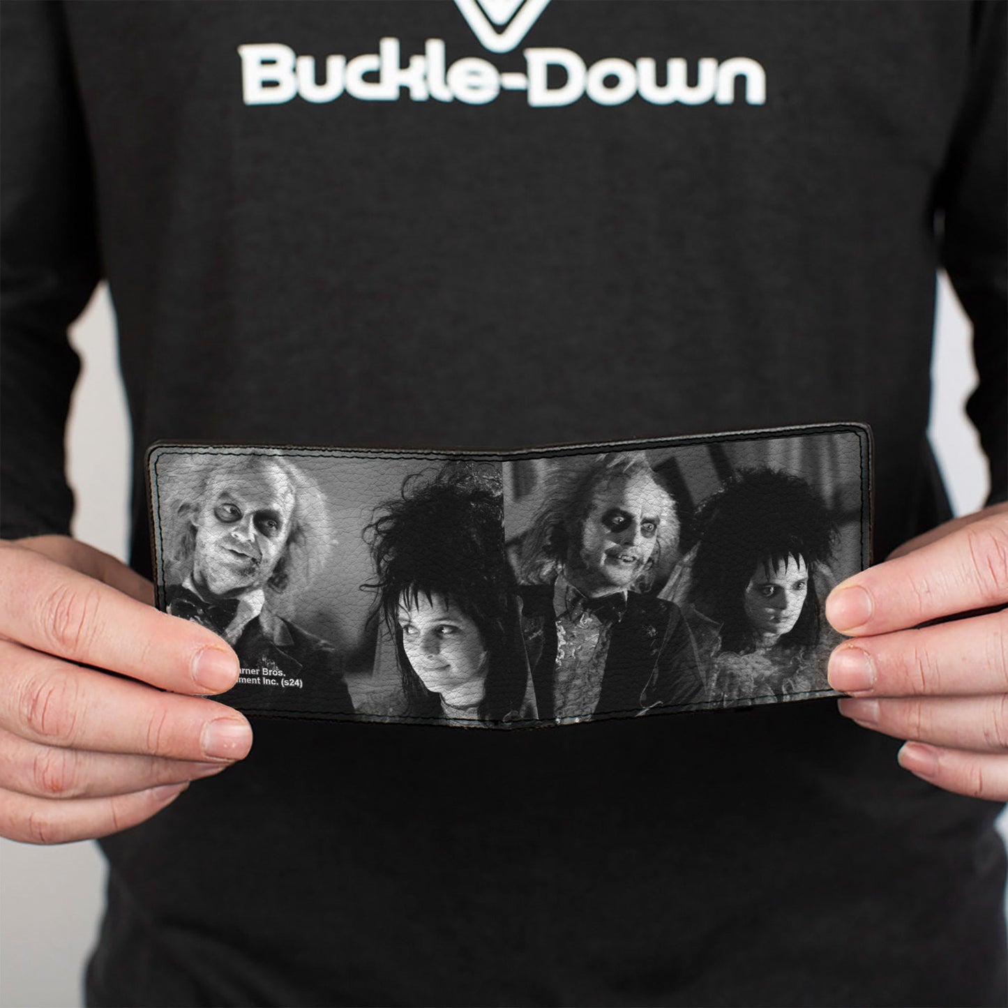 Bi-Fold Wallet - Beetlejuice and Lydia Wedding Scene Blocks Black/White - MEGA POP COMICS