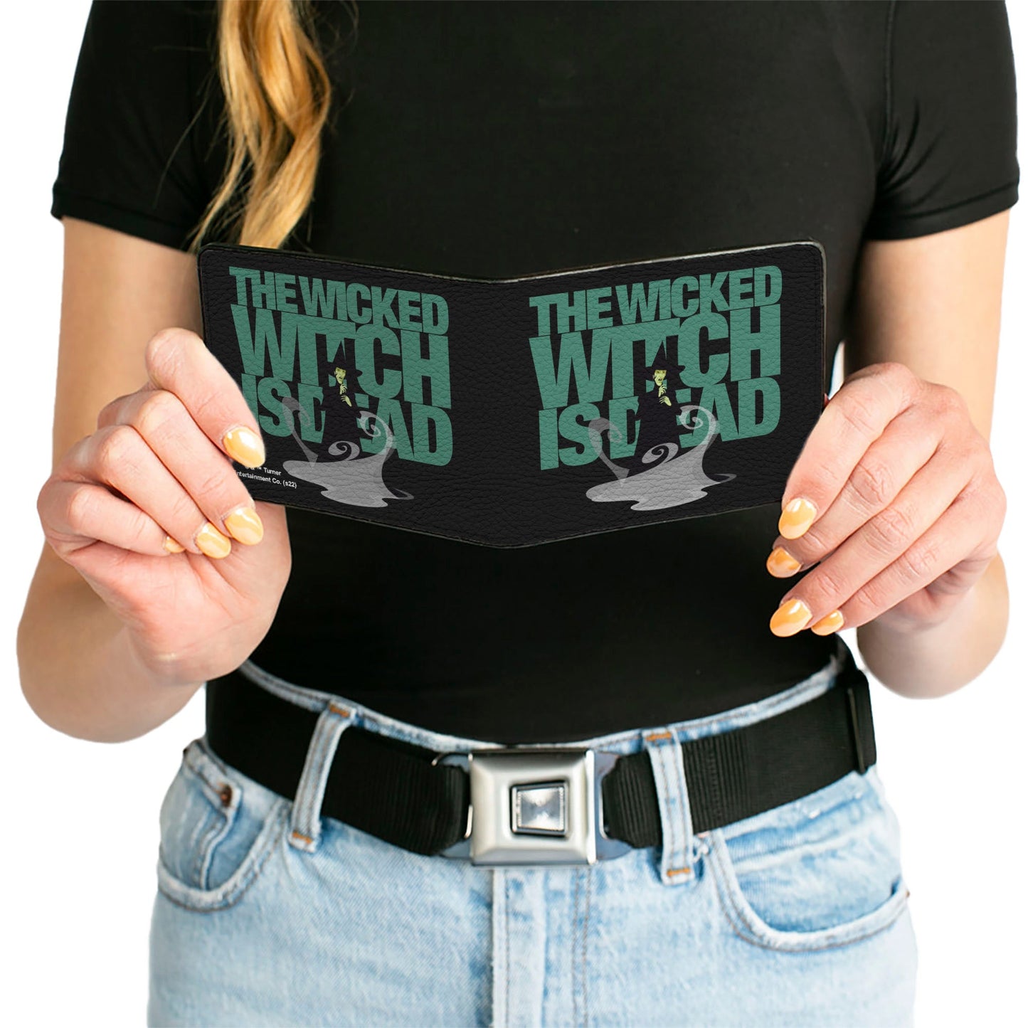 Bi-Fold Wallet - The Wizard of Oz THE WICKED WITCH IS DEAD Quote Black/Green/Grays - MEGA POP COMICS
