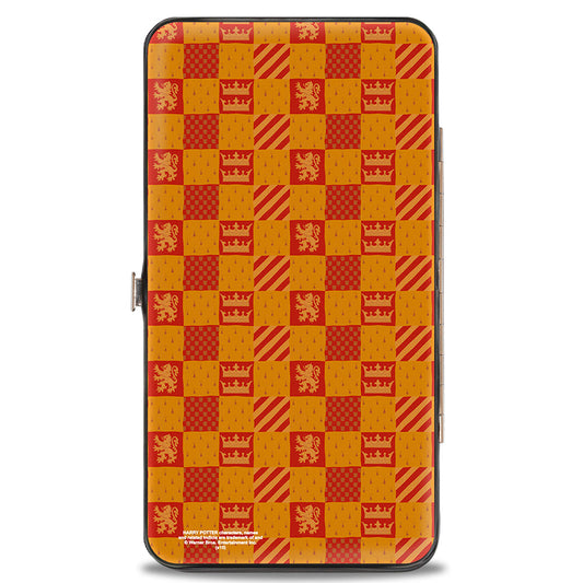 Hinged Wallet - Harry Potter GRYFFINDOR Crest Heraldry Checkers Golds Reds - MEGA POP COMICS
