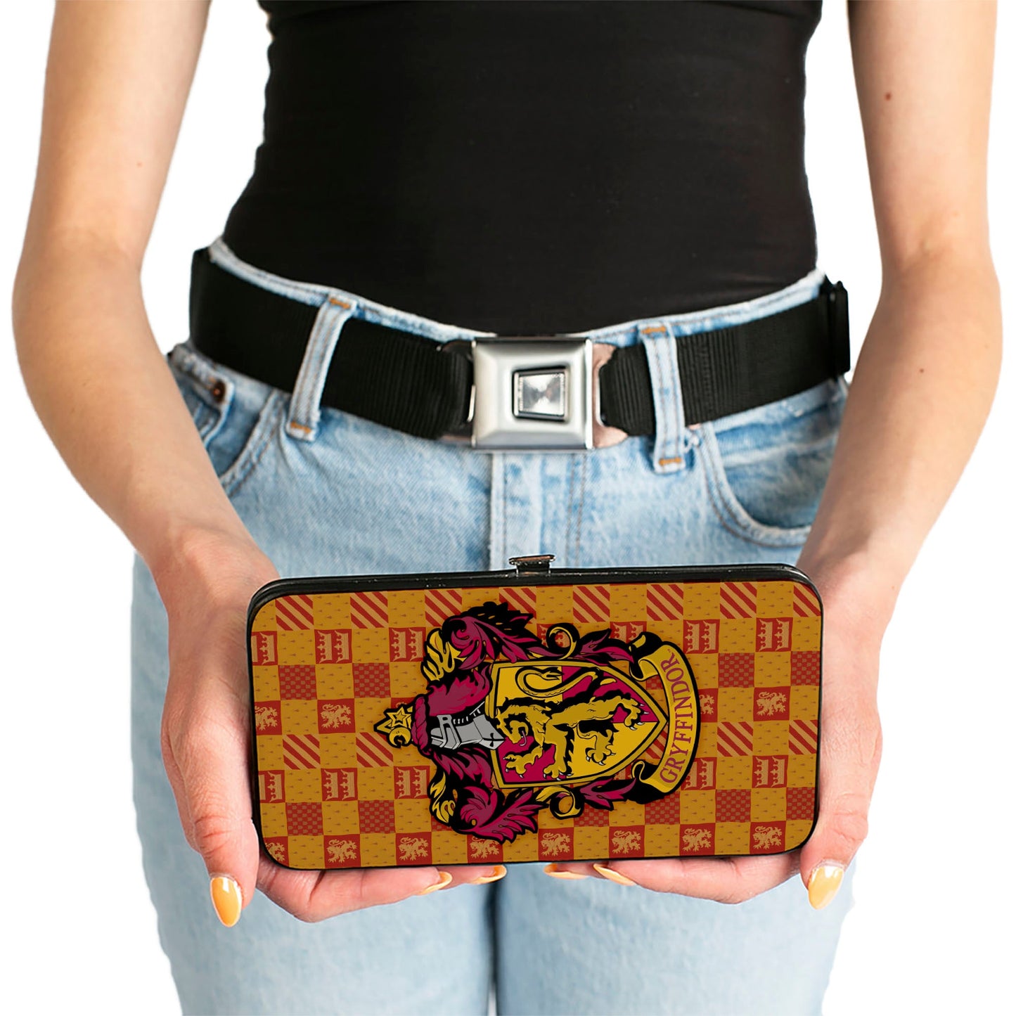 Hinged Wallet - Harry Potter GRYFFINDOR Crest Heraldry Checkers Golds Reds - MEGA POP COMICS