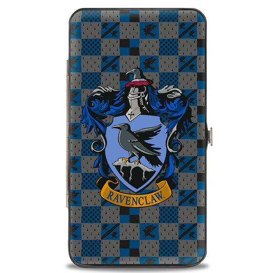 Hinged Wallet - Harry Potter RAVENCLAW Crest Heraldry Checkers Gray Blues - MEGA POP COMICS