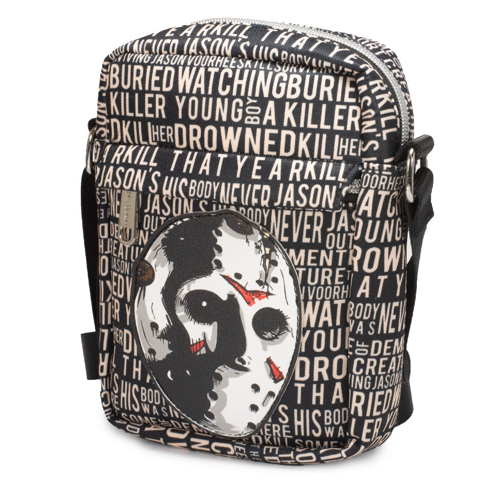 Women's Crossbody Wallet - Friday the 13th Jason Mask with Quotes Collage - MEGA POP COMICS