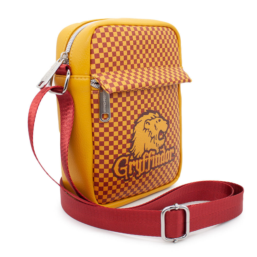 Women's Crossbody Wallet - Harry Potter GRYFFINDOR Lion Icon Checker Golden Yellow Red - MEGA POP COMICS