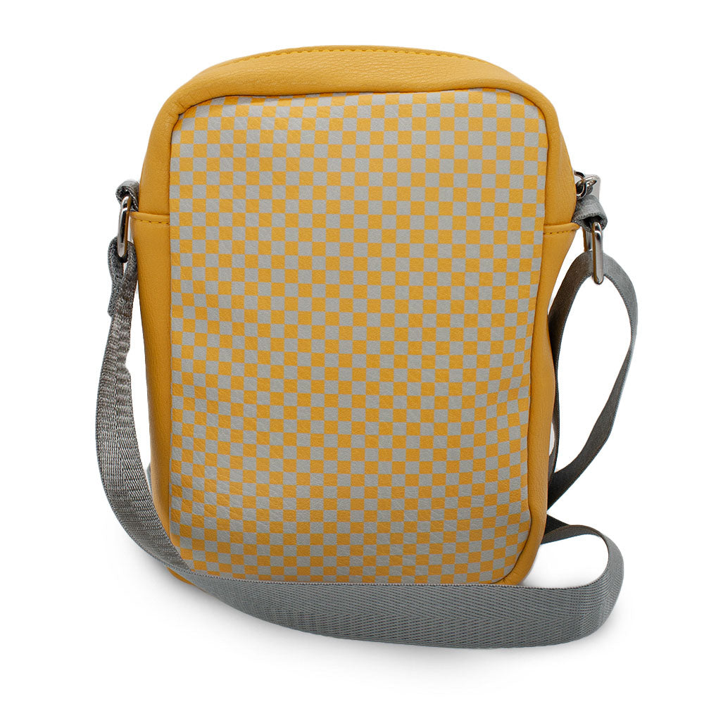 Women's Crossbody Wallet - Harry Potter HUFFLEPUFF Badger Icon Checker Yellow Gray - MEGA POP COMICS