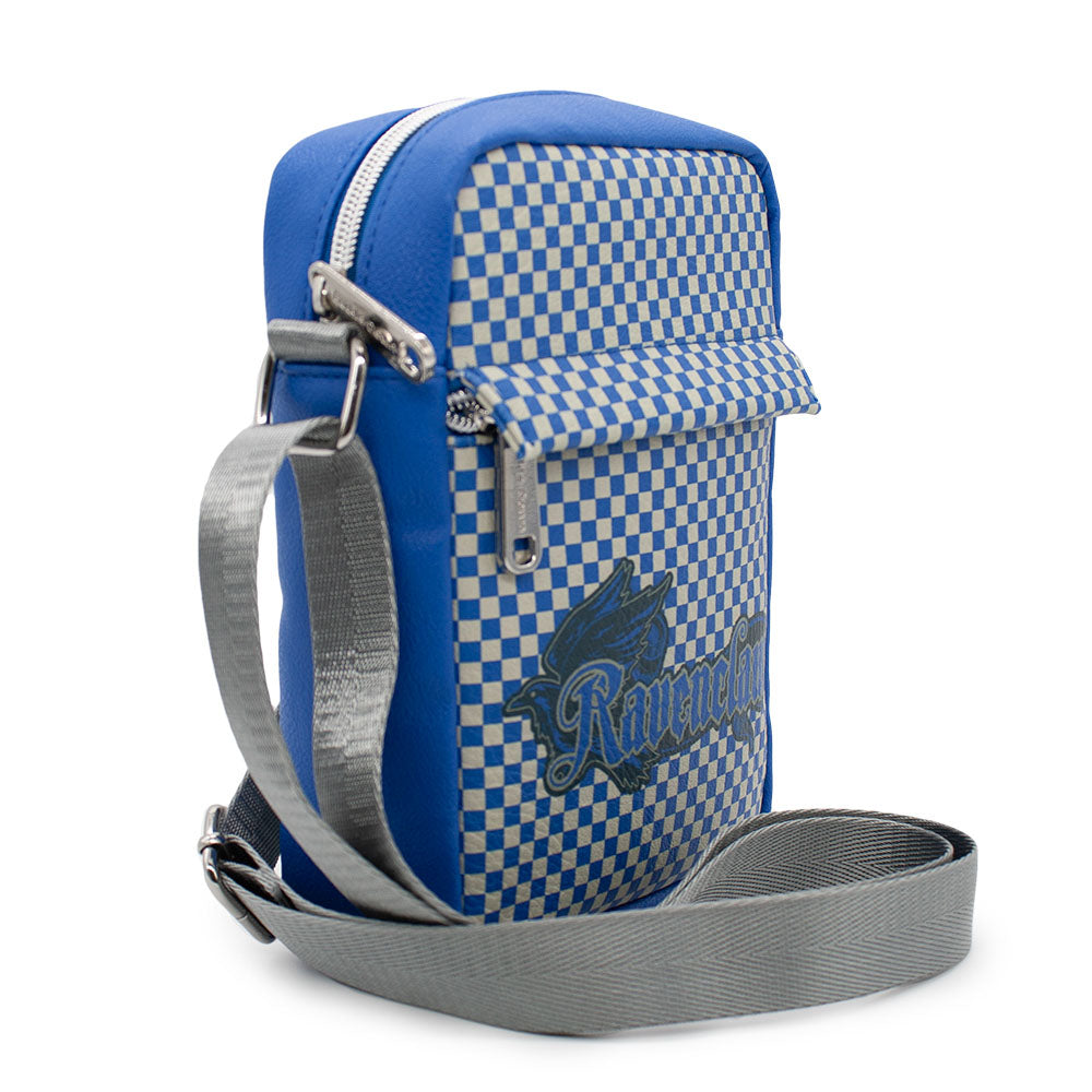 Women's Crossbody Wallet - Harry Potter RAVENCLAW Eagle Icon Checker Blue Gray - MEGA POP COMICS