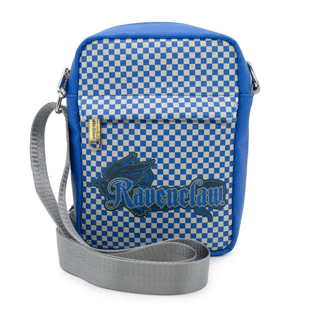 Women's Crossbody Wallet - Harry Potter RAVENCLAW Eagle Icon Checker Blue Gray - MEGA POP COMICS