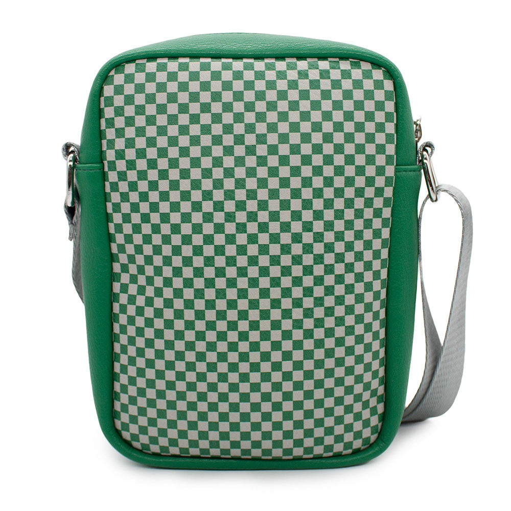 Women's Crossbody Wallet - Harry Potter SLYTHERIN Serpent Icon Checker Green Gray - MEGA POP COMICS