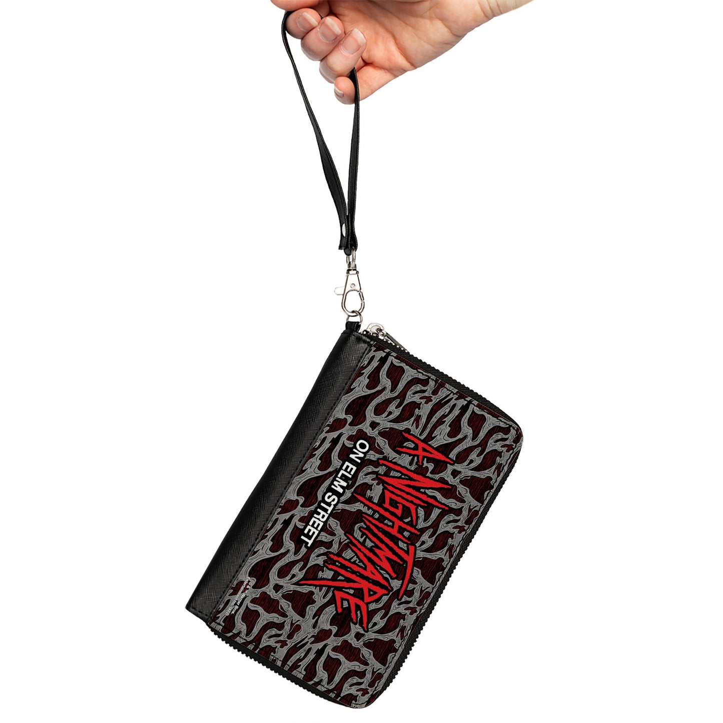 PU Zip Around Wallet Rectangle - A NIGHTMARE ON ELM STREET Scribble Freddy Melt Grays/Reds - MEGA POP COMICS