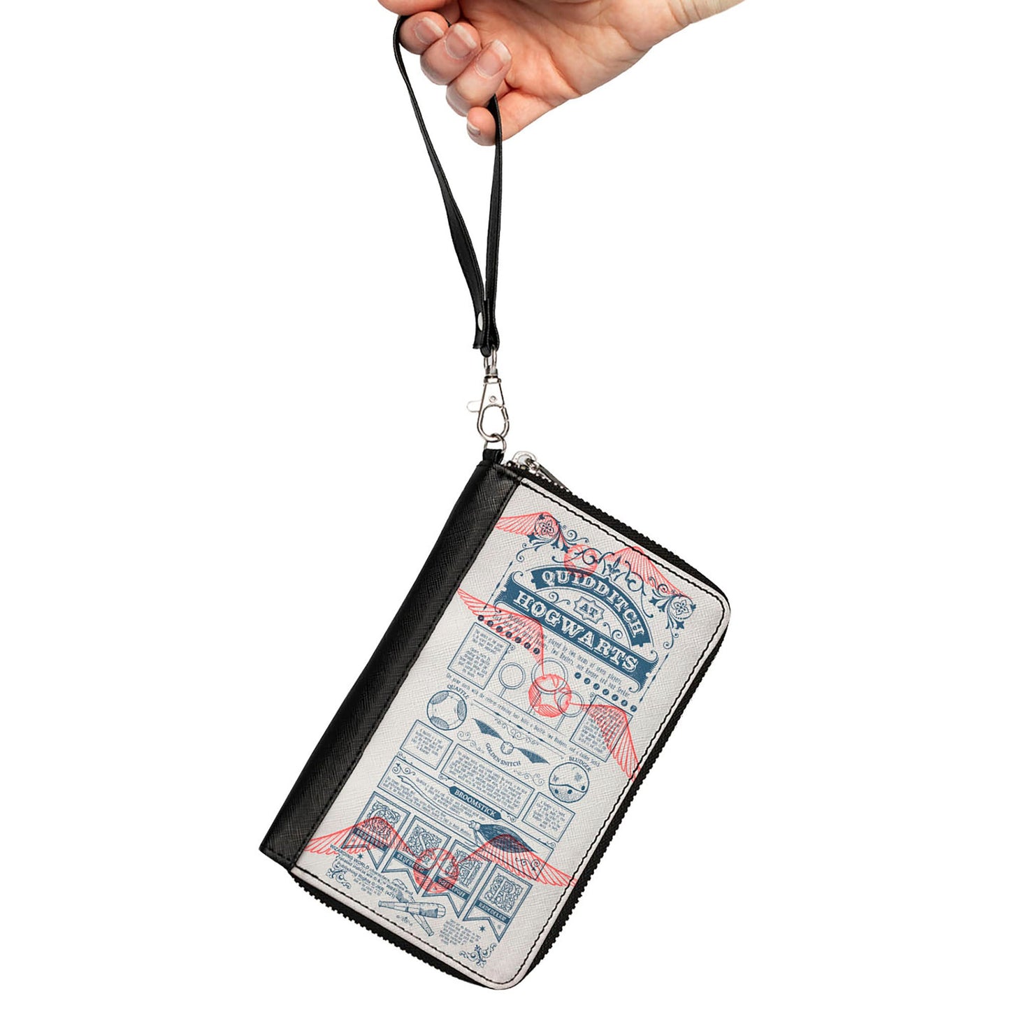 Women's PU Zip Around Wallet Rectangle - Harry Potter QUIDDITCH AT HOGWARTS Rules Collage White Blue Red - MEGA POP COMICS