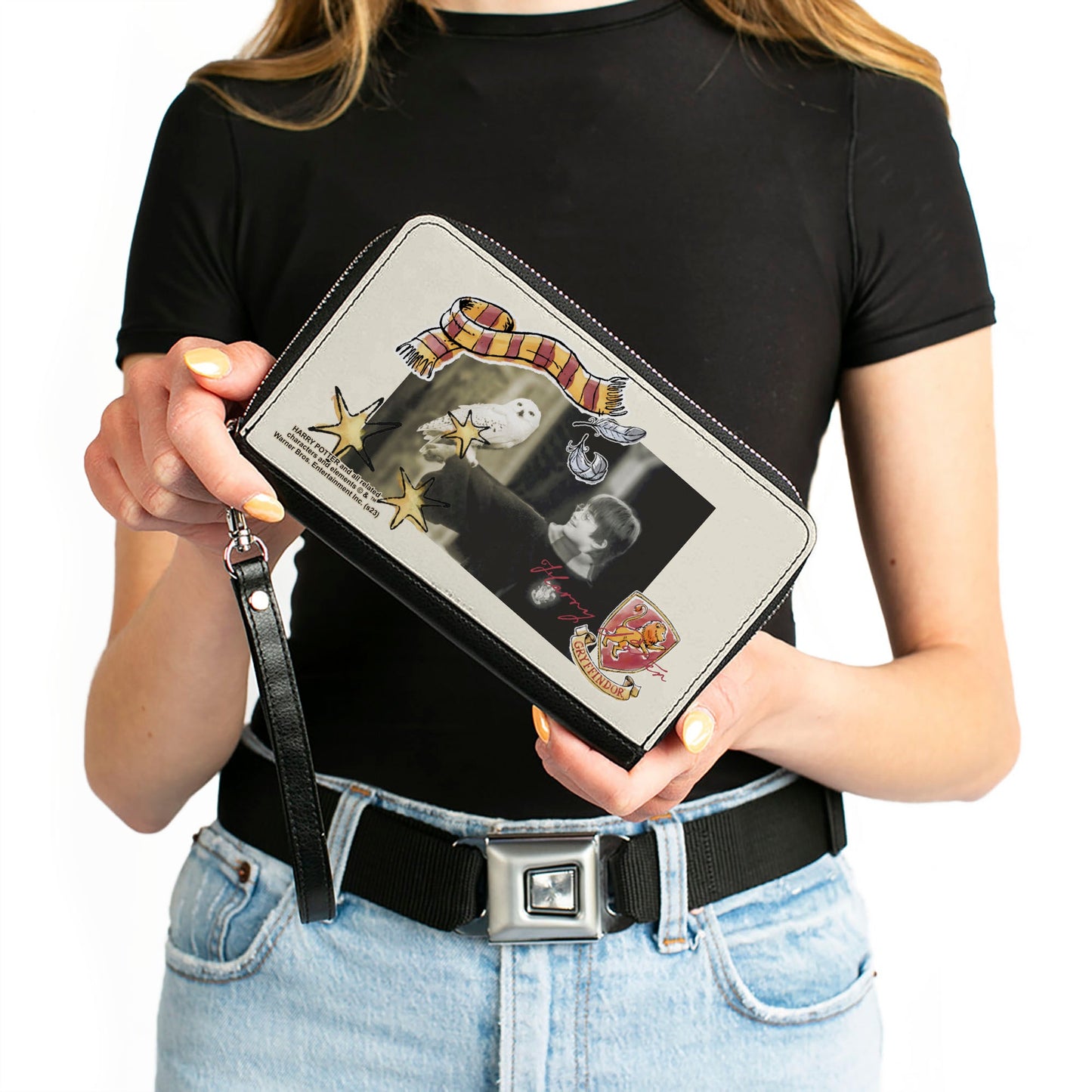 PU Zip Around Wallet Rectangle - Harry Potter and Hedwig Vivid Scene and Icons Collage - MEGA POP COMICS