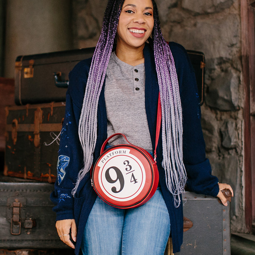 Harry Potter Bag, Round, Harry Potter Platform 9 3/4 Sign Replica, Red, Vegan Leather - MEGA POP COMICS