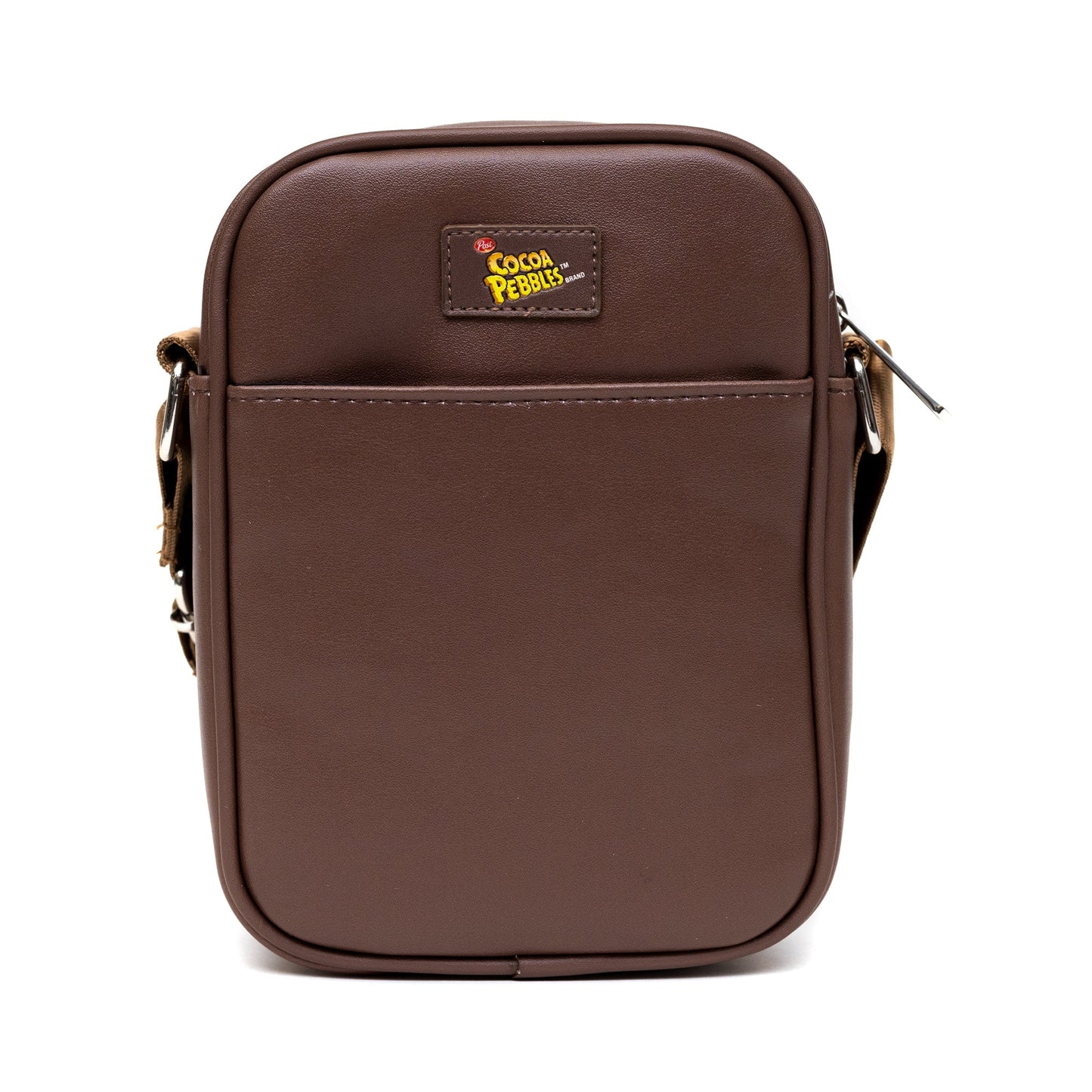 The Flintstones Bag, Cross Body, Cocoa Pebbles Fred and Barney Cereal Box Replica, Brown, Vegan Leather - MEGA POP COMICS