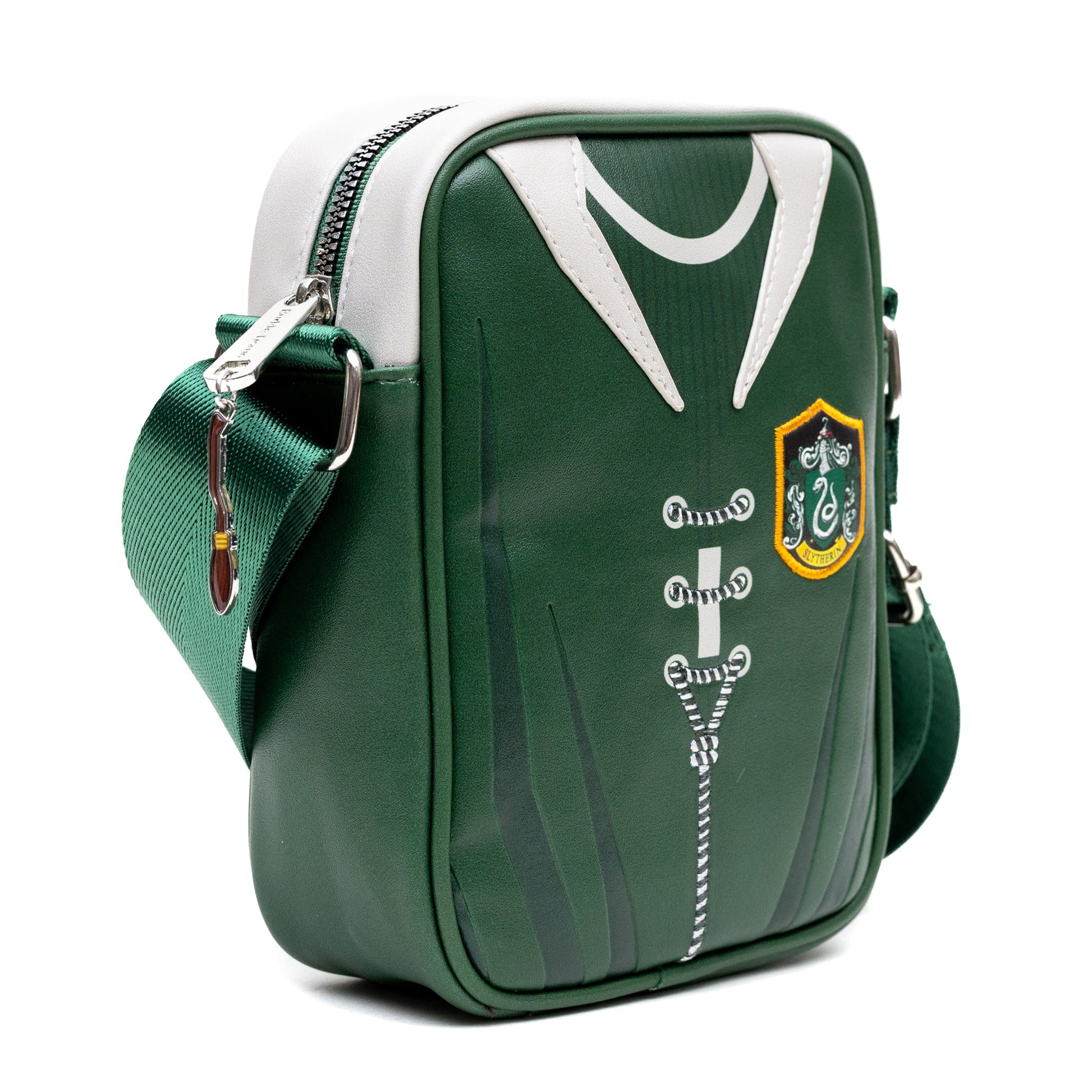 The Wizarding World of Harry Potter Vegan Leather Crossbody Bag with Adjustable Straps, Hogwarts Slytherin Quidditch Uniform Green - MEGA POP COMICS