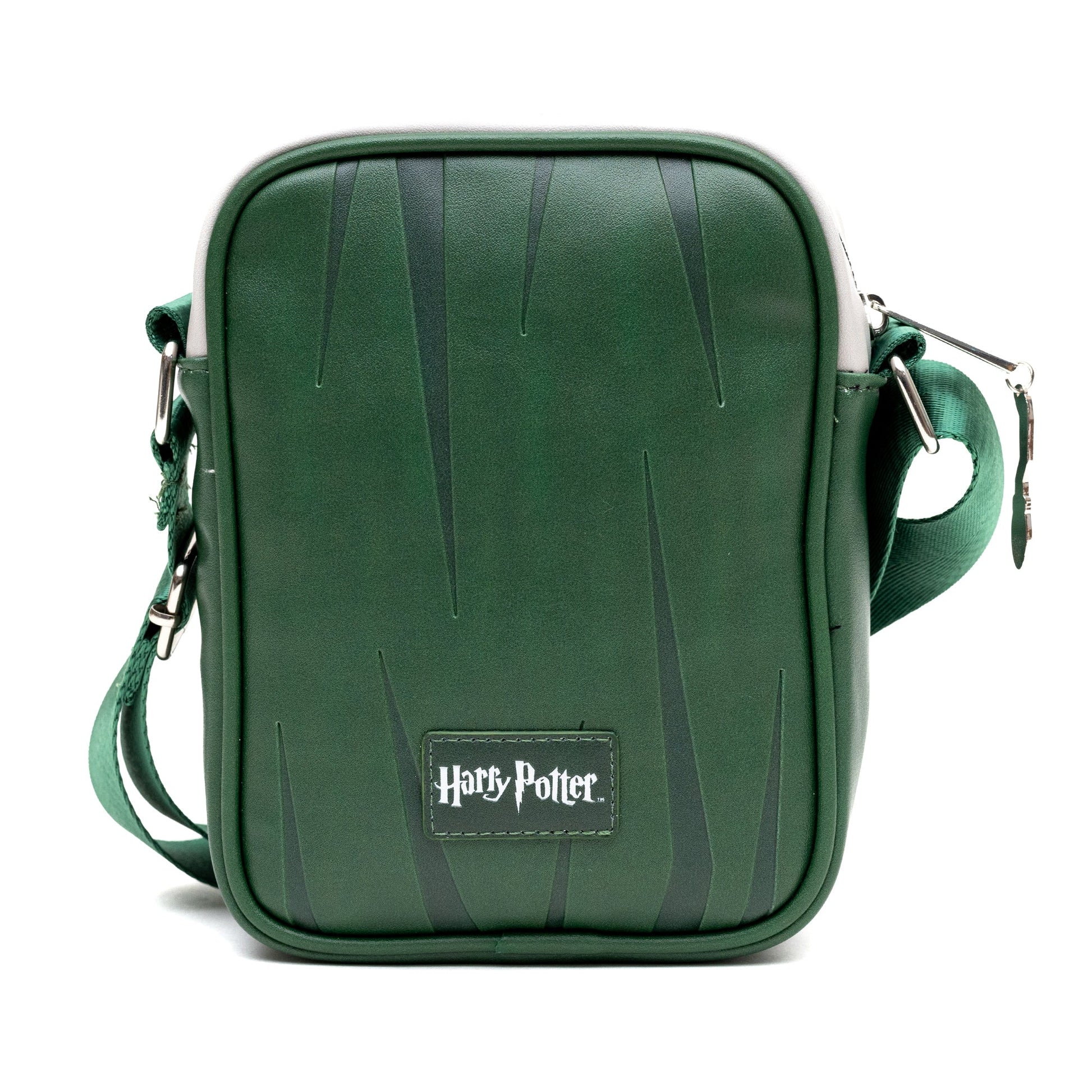 The Wizarding World of Harry Potter Vegan Leather Crossbody Bag with Adjustable Straps, Hogwarts Slytherin Quidditch Uniform Green - MEGA POP COMICS
