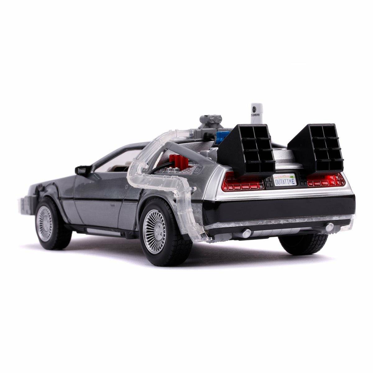 Back to the Future Part II die-cast 1:24 scale "Hollywood Rides" light-up DeLorean Time Machine - MEGA POP COMICS