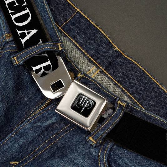 Harry Potter Logo Full Color Black/White Seatbelt Belt - Harry Potter Unforgivable Curses Black/White Webbing - MEGA POP COMICS