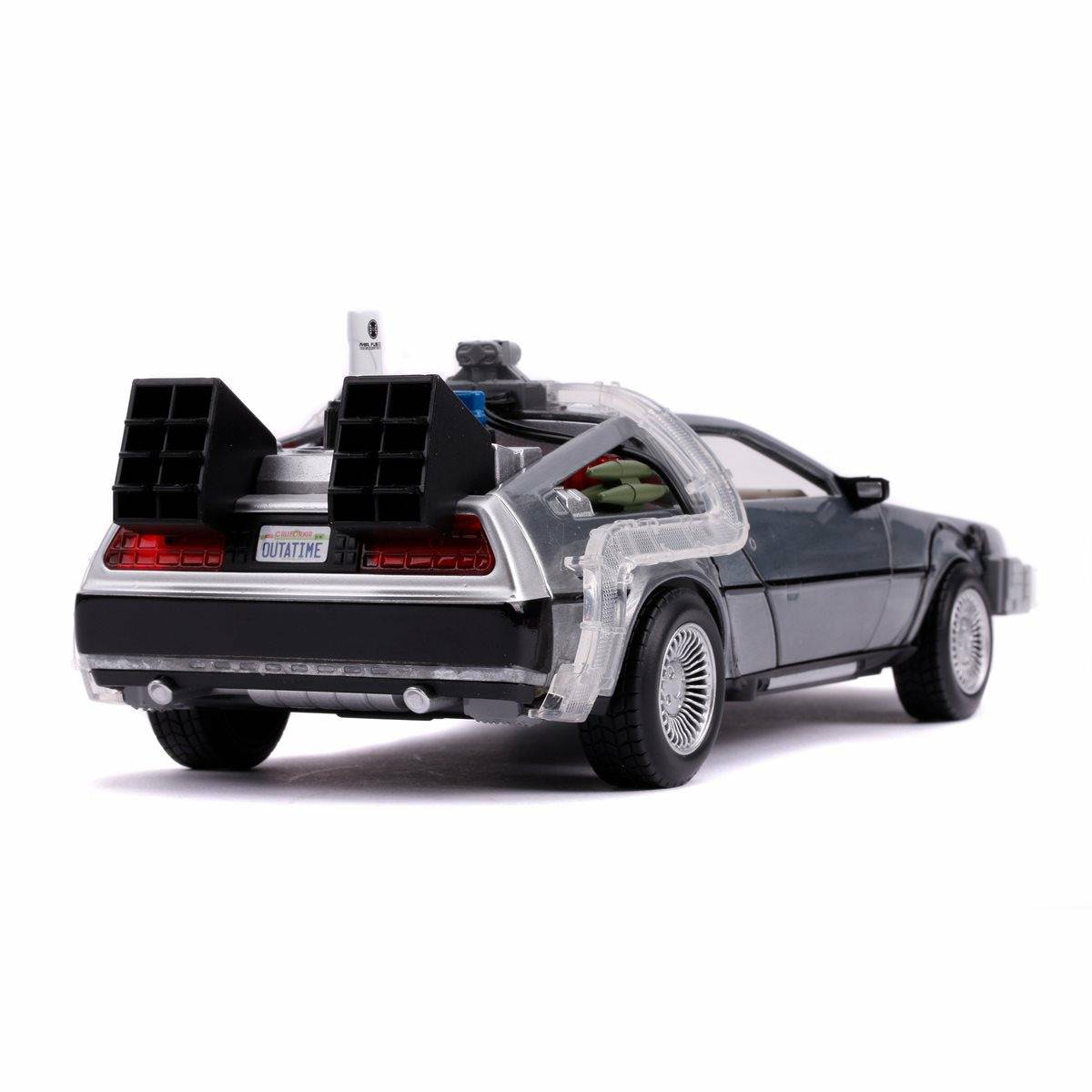 Back to the Future Part II die-cast 1:24 scale "Hollywood Rides" light-up DeLorean Time Machine - MEGA POP COMICS