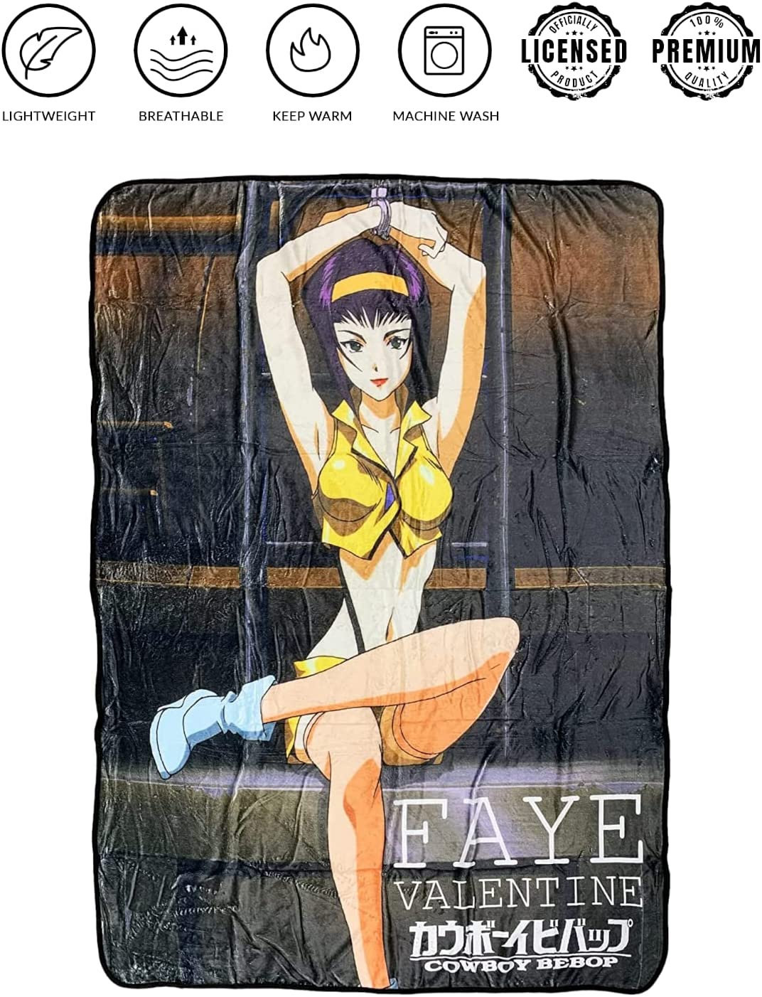 Cowboy Bebop Faye Valentine Cuffed Fleece Throw Soft Lightweight Blanket 45x60 Inches - MEGA POP COMICS