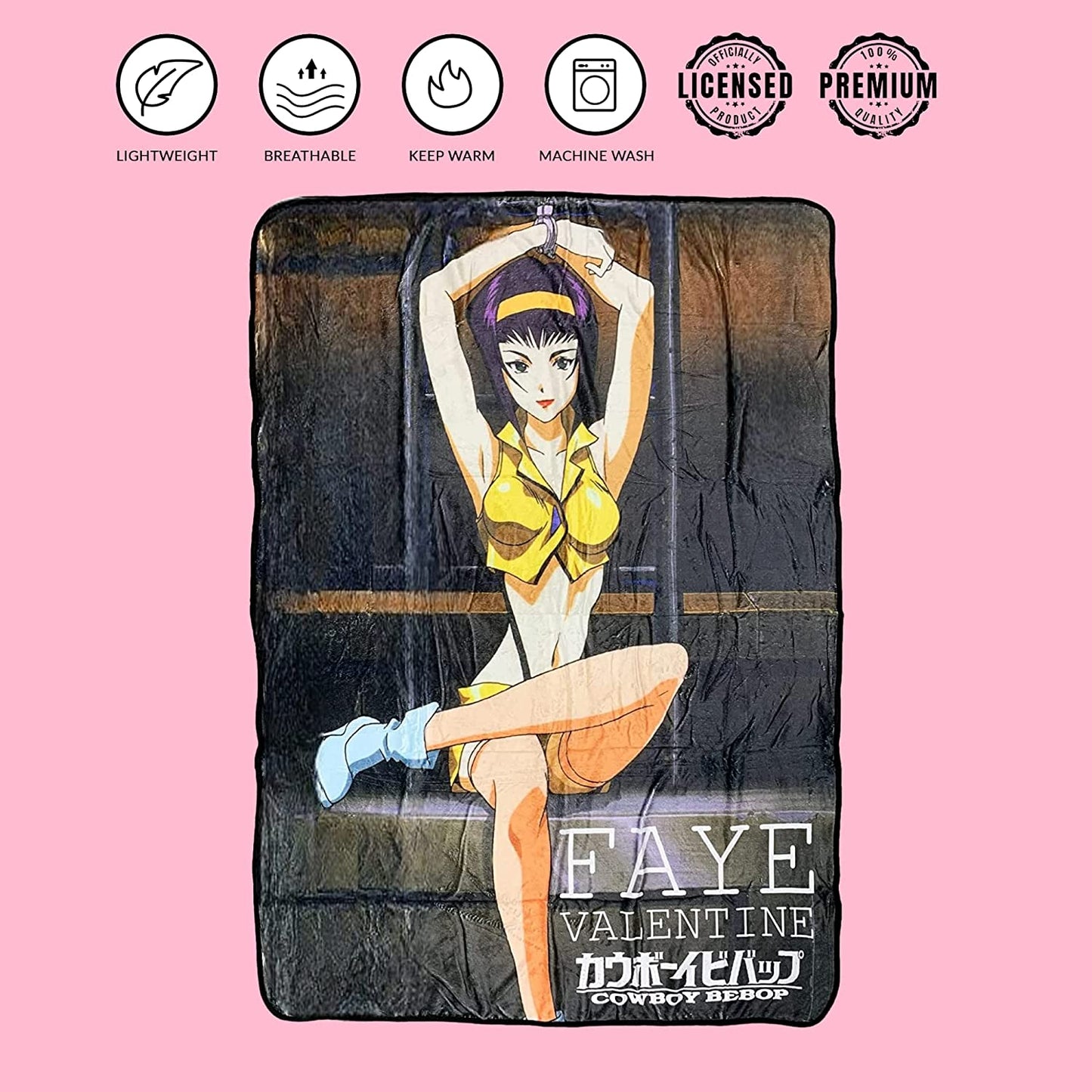 Cowboy Bebop Faye Valentine Cuffed Fleece Throw Soft Lightweight Blanket 45x60 Inches - MEGA POP COMICS